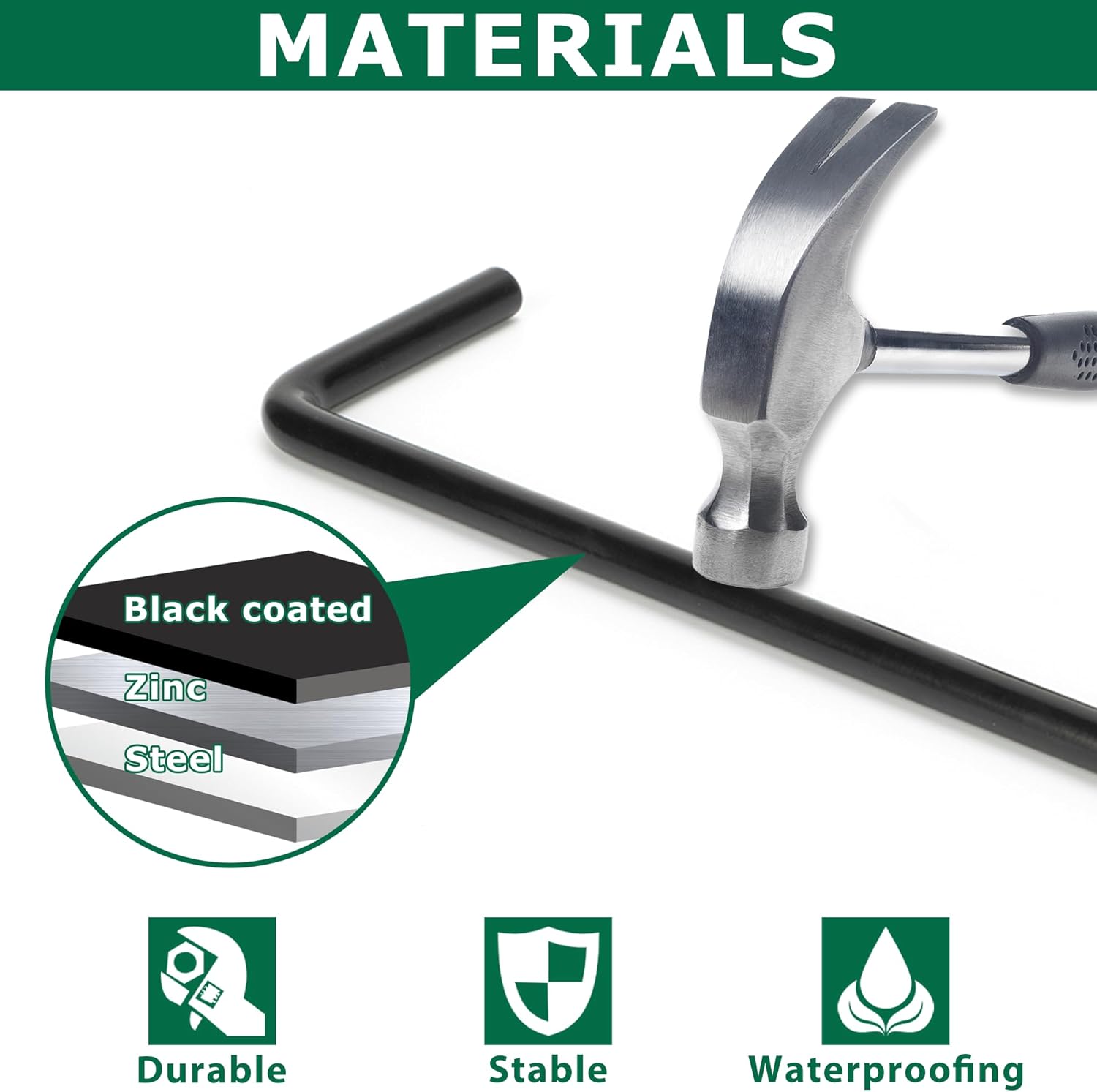 18-inch Heavy Duty Cane Bolt Gate Drop Rod Kit with Square Design