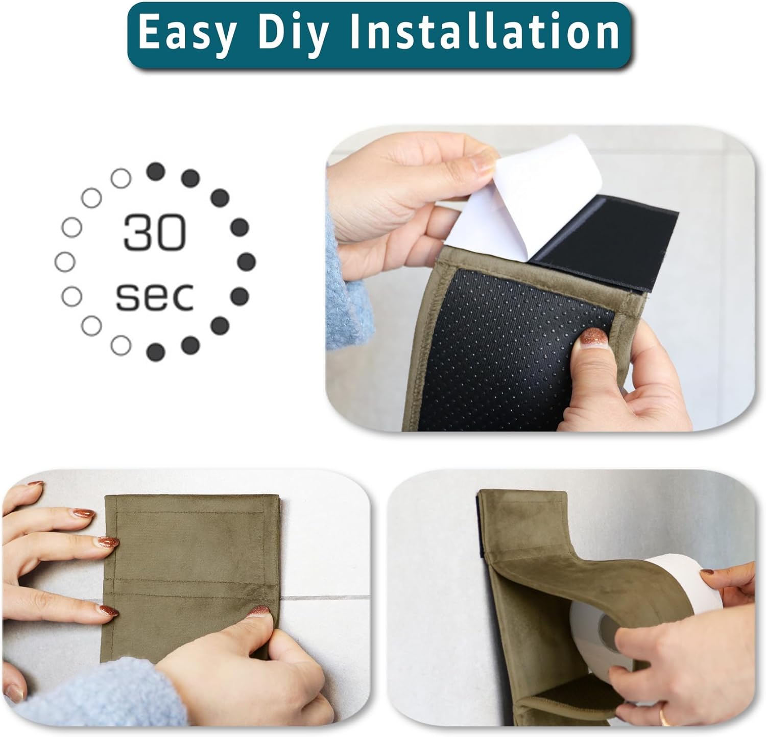 Toilet Paper Holder Wall Mount No-Drill Waterproof Small Bathroom Camel