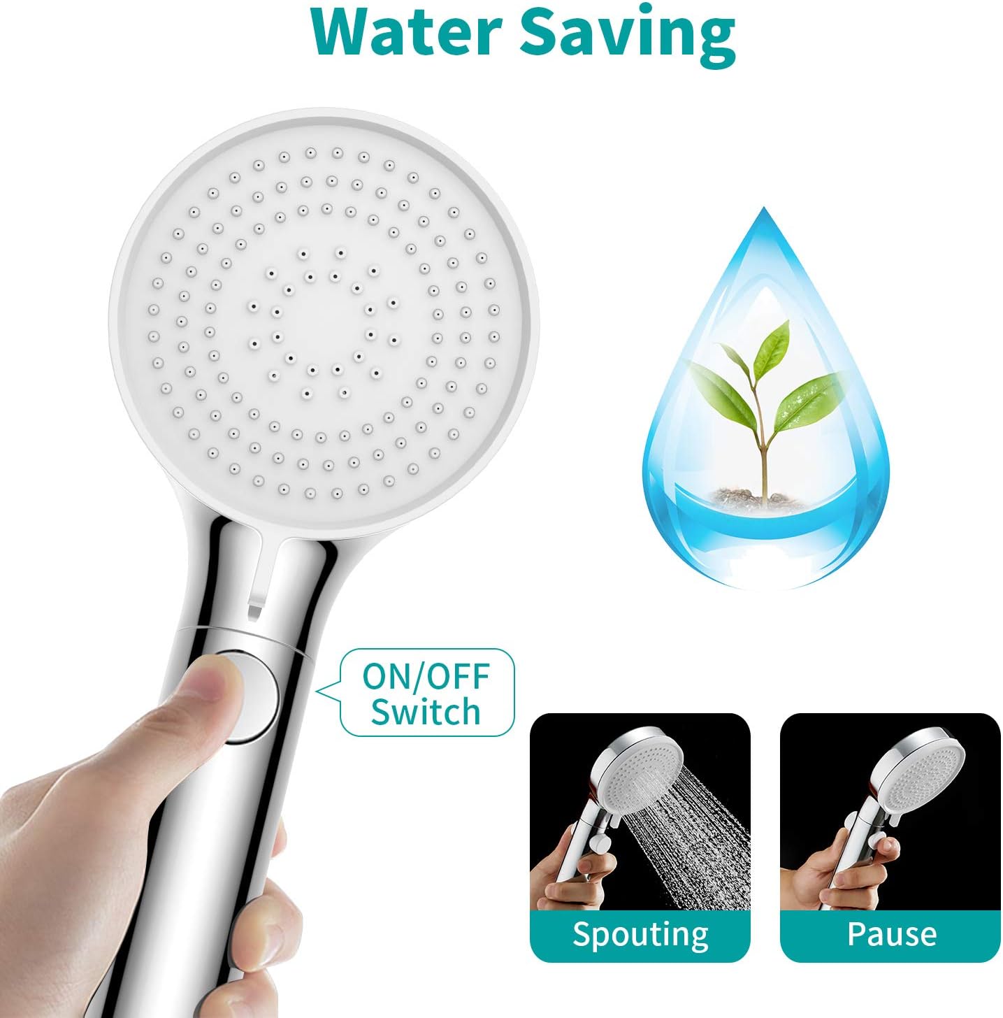 Adjustable 3-Mode Handheld Shower Head with Hose and Valve