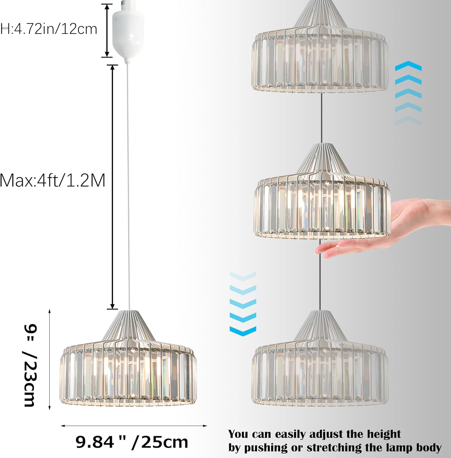 SKIVTGLAMP H Track Pendant Light Clear Crystal Adjustable Dimmable