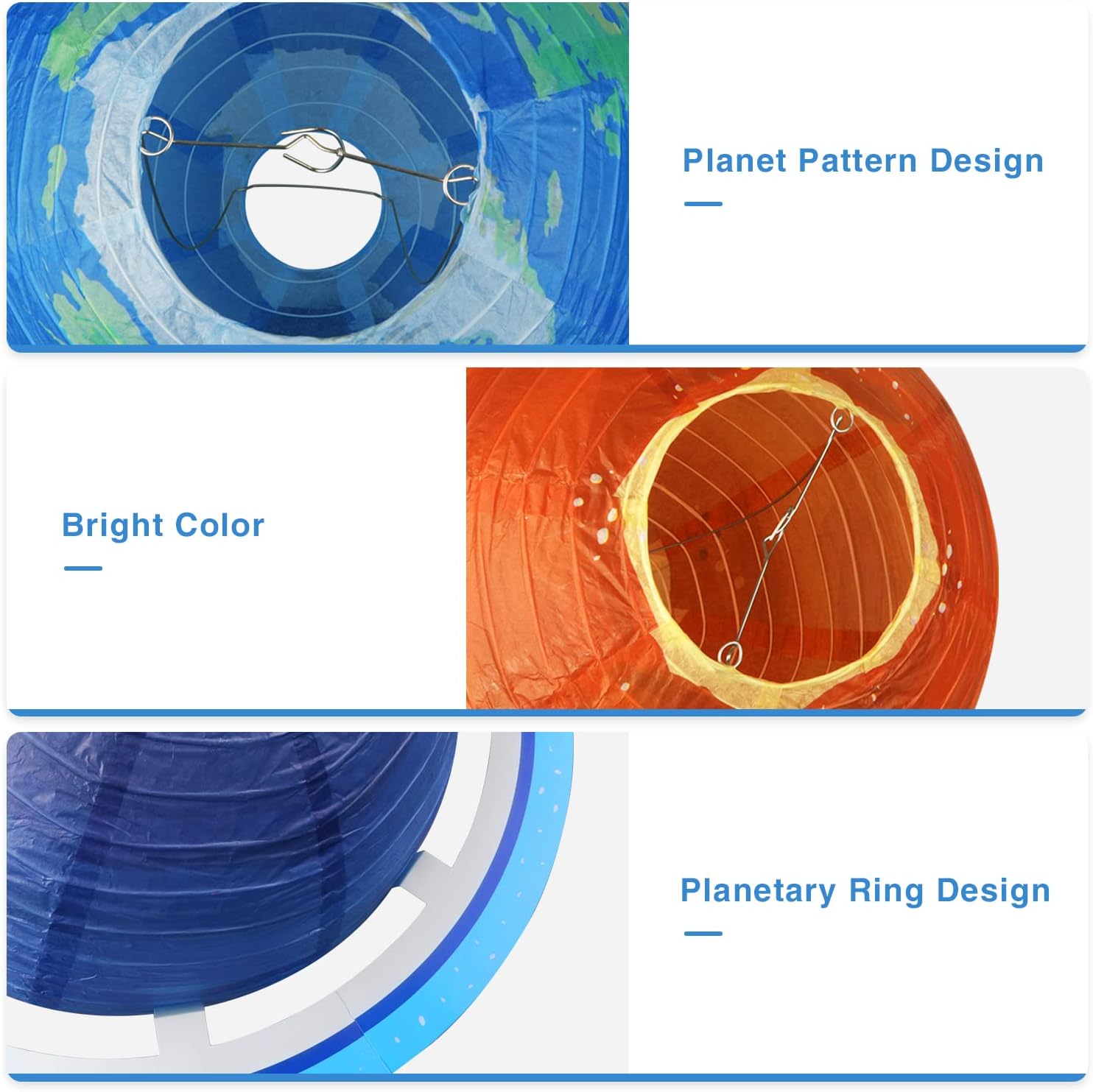 8Pack Paper Lanterns Planets Space Theme Decorations