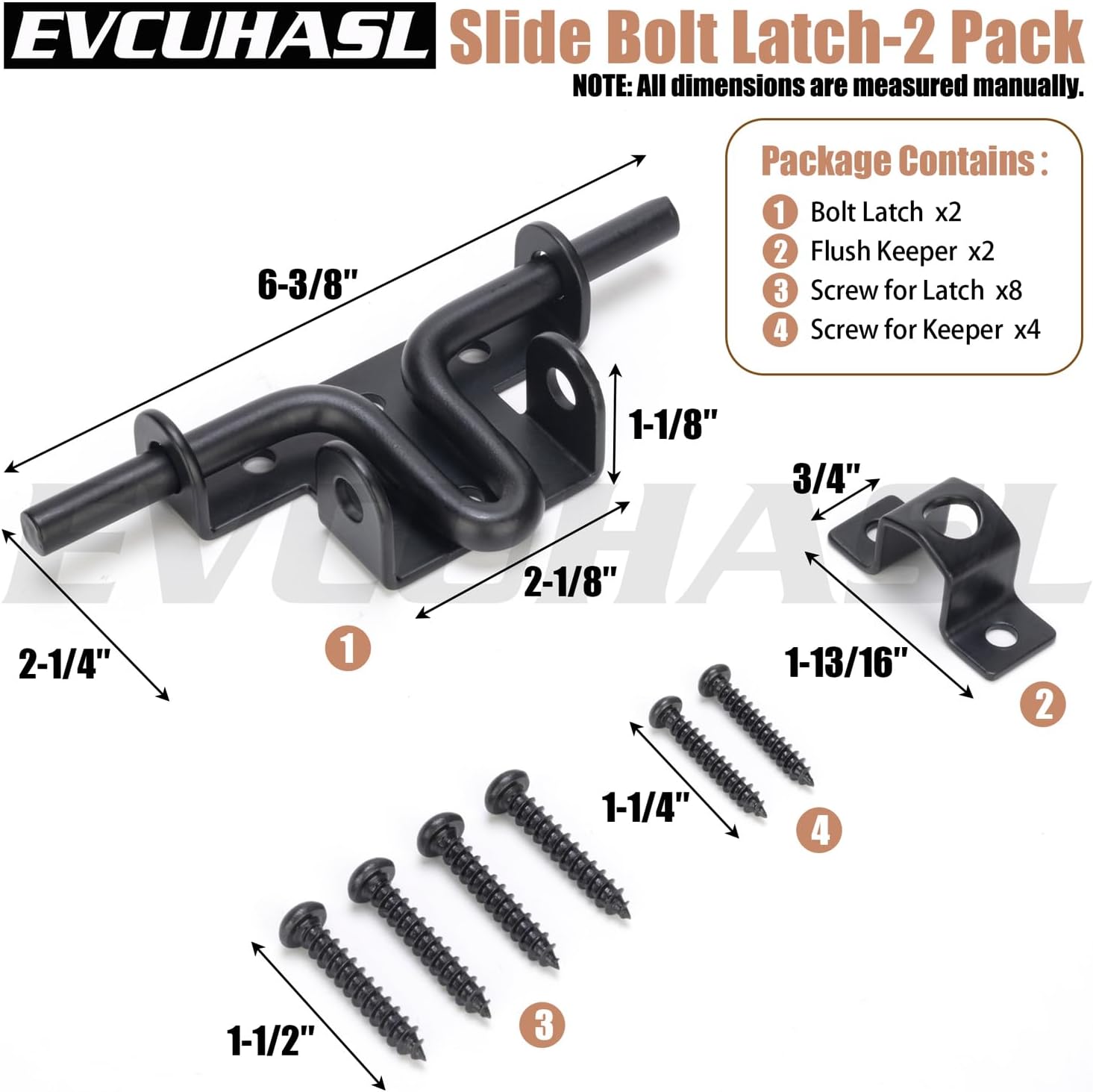 EVCUHASL Slide Bolt Gate Latch Set