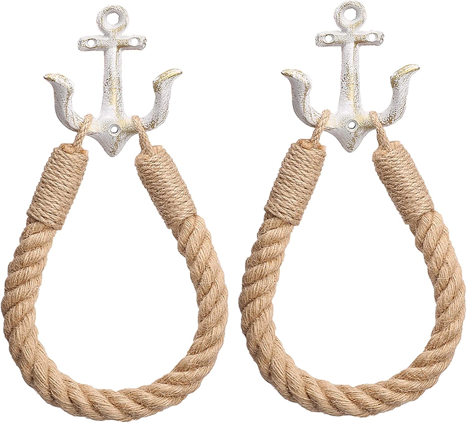 2 Pcs Nautical Toilet Paper Holder with Metal Hooks