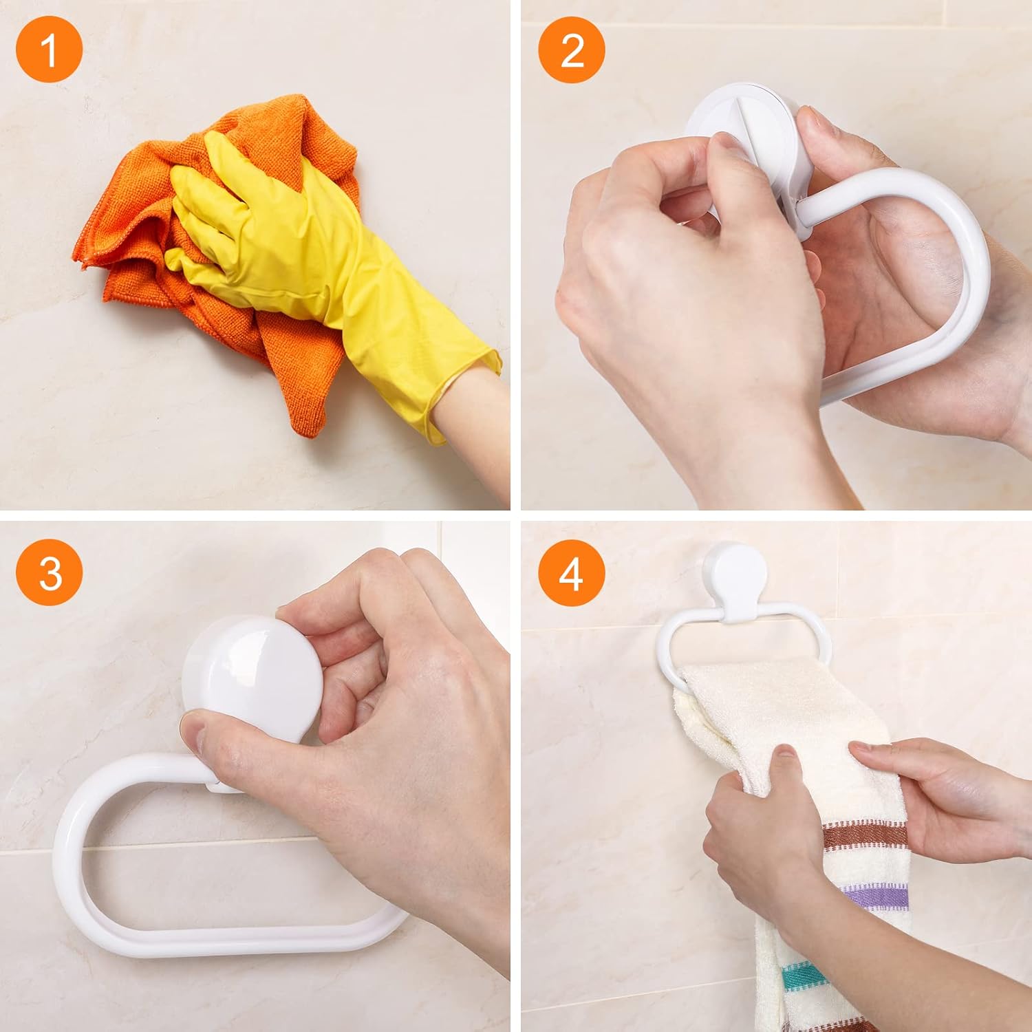 Cabilock Adhesive Towel Ring No Drilling Wall Mounted