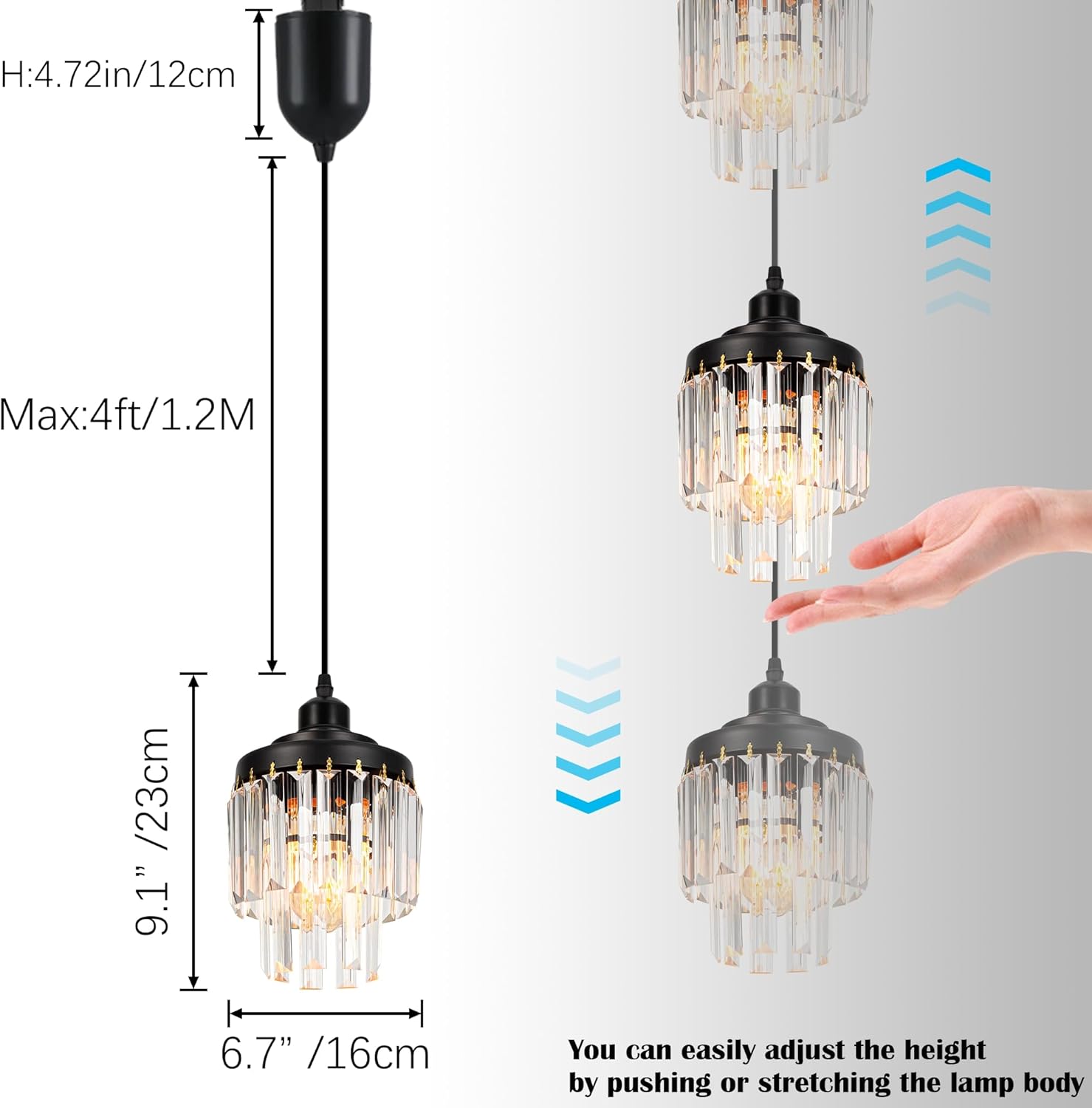 Adjustable Height Halo Pendant Light with Dimmable Remote Control