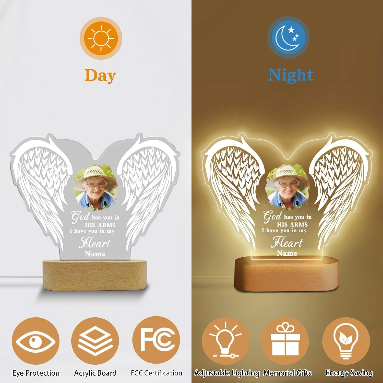 Customized Photo Night Light Acrylic Plaque Lamp