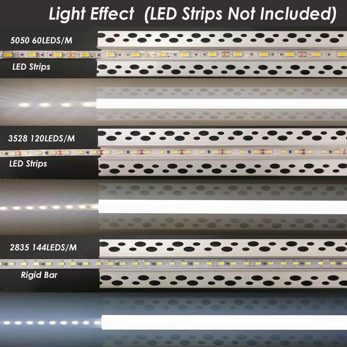 Besseto 6Pack LED Aluminum Channel with Diffuser Ends for Wall Ceiling