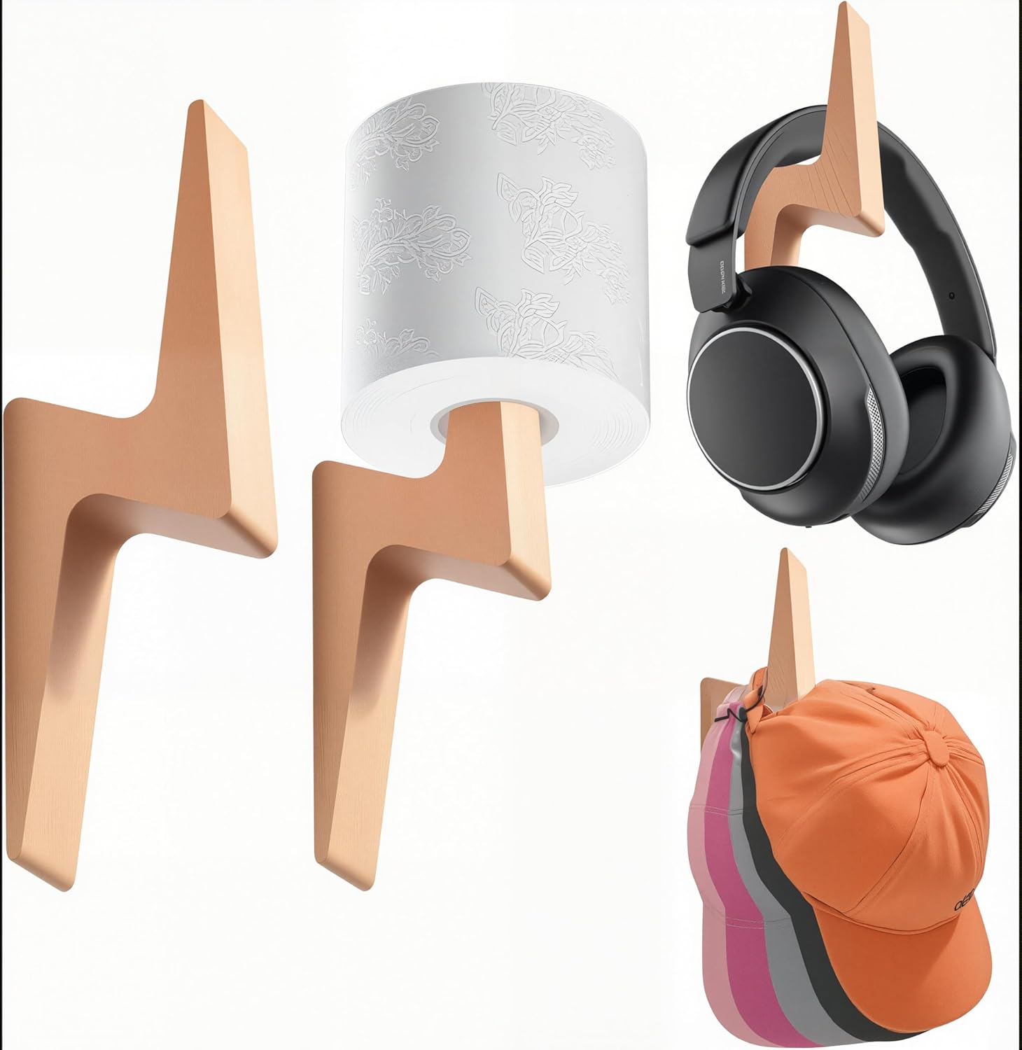 VOREN Toilet Paper Holder Wall Mount Wooden 2 Pack