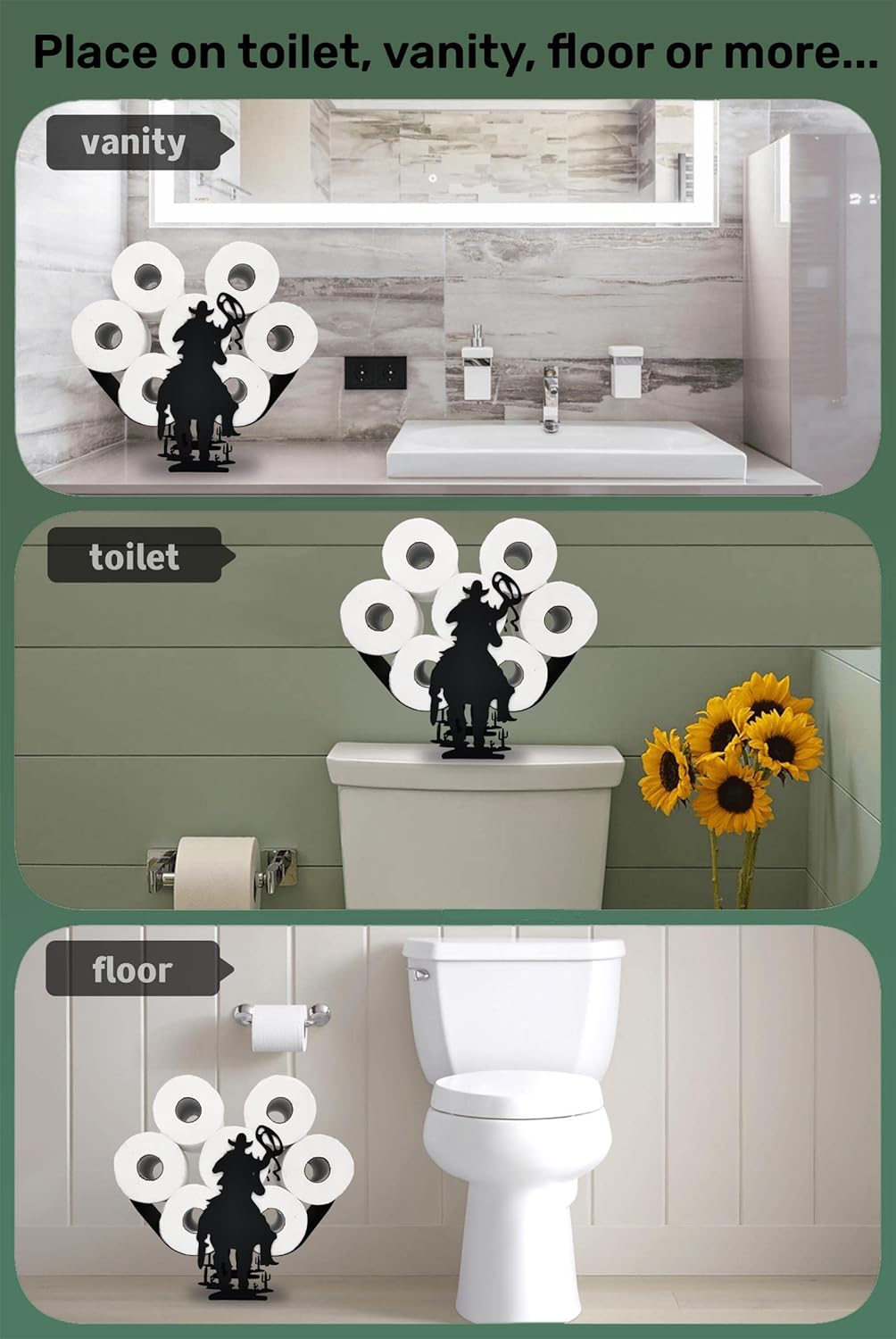 Coolboy Cowboy Black Metal Toilet Paper Holder