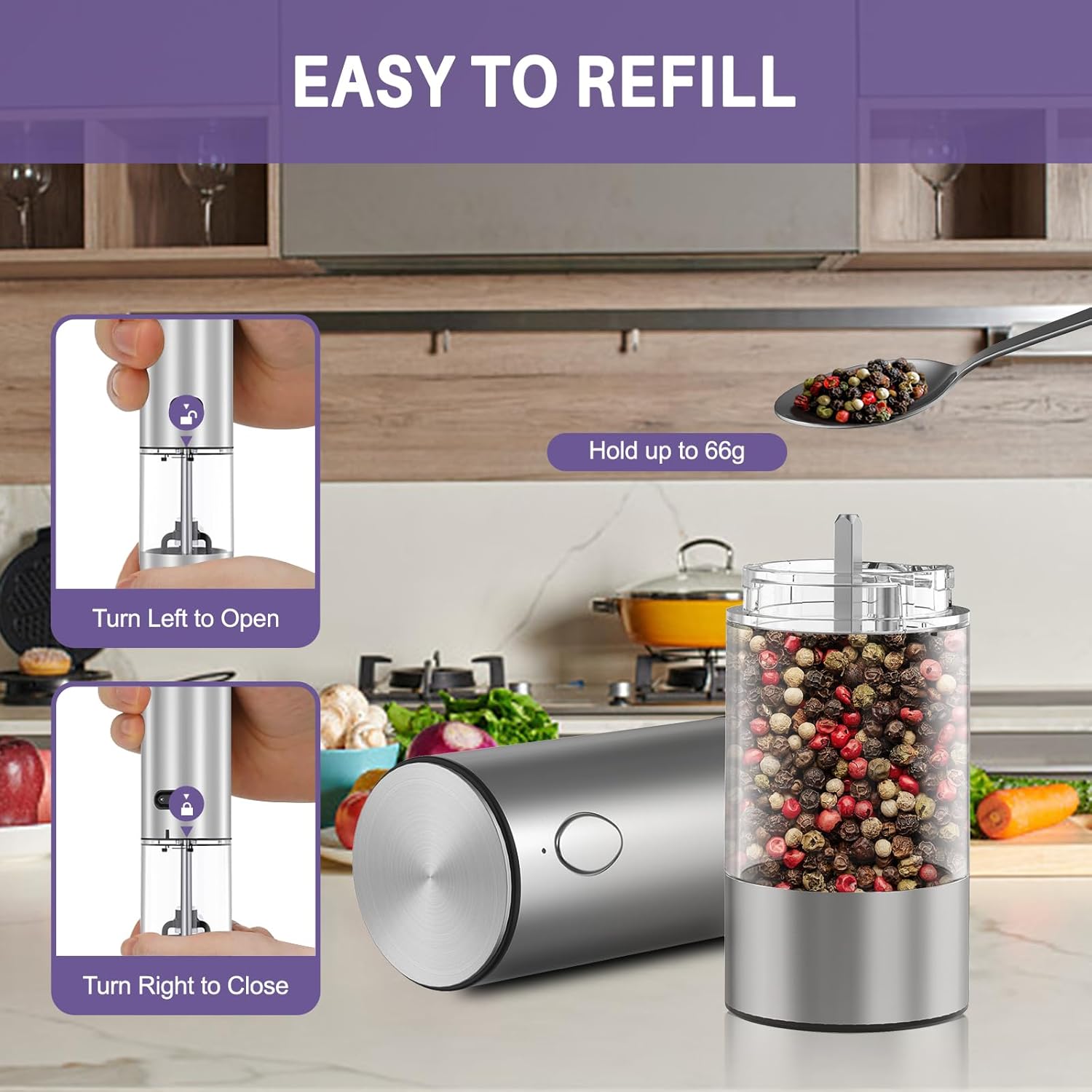 GATTLELIC Electric Salt Pepper Grinder Set