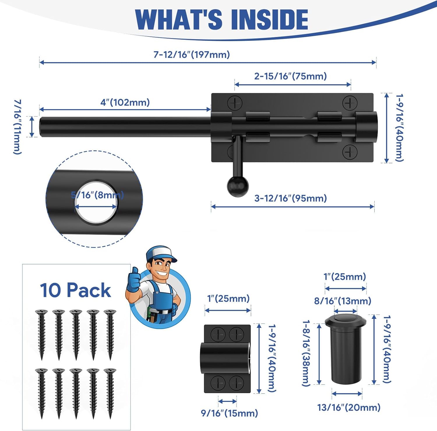 Mbotnee High-Quality Gate Bolt Latch