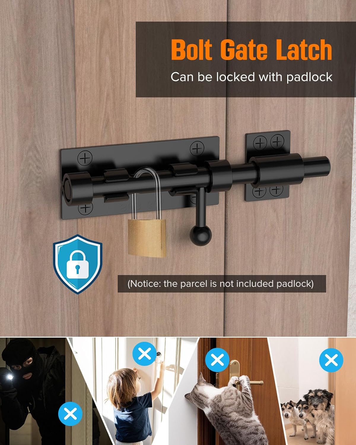 Barrel Bolt Latch 304 Stainless Steel Shed Door Lock