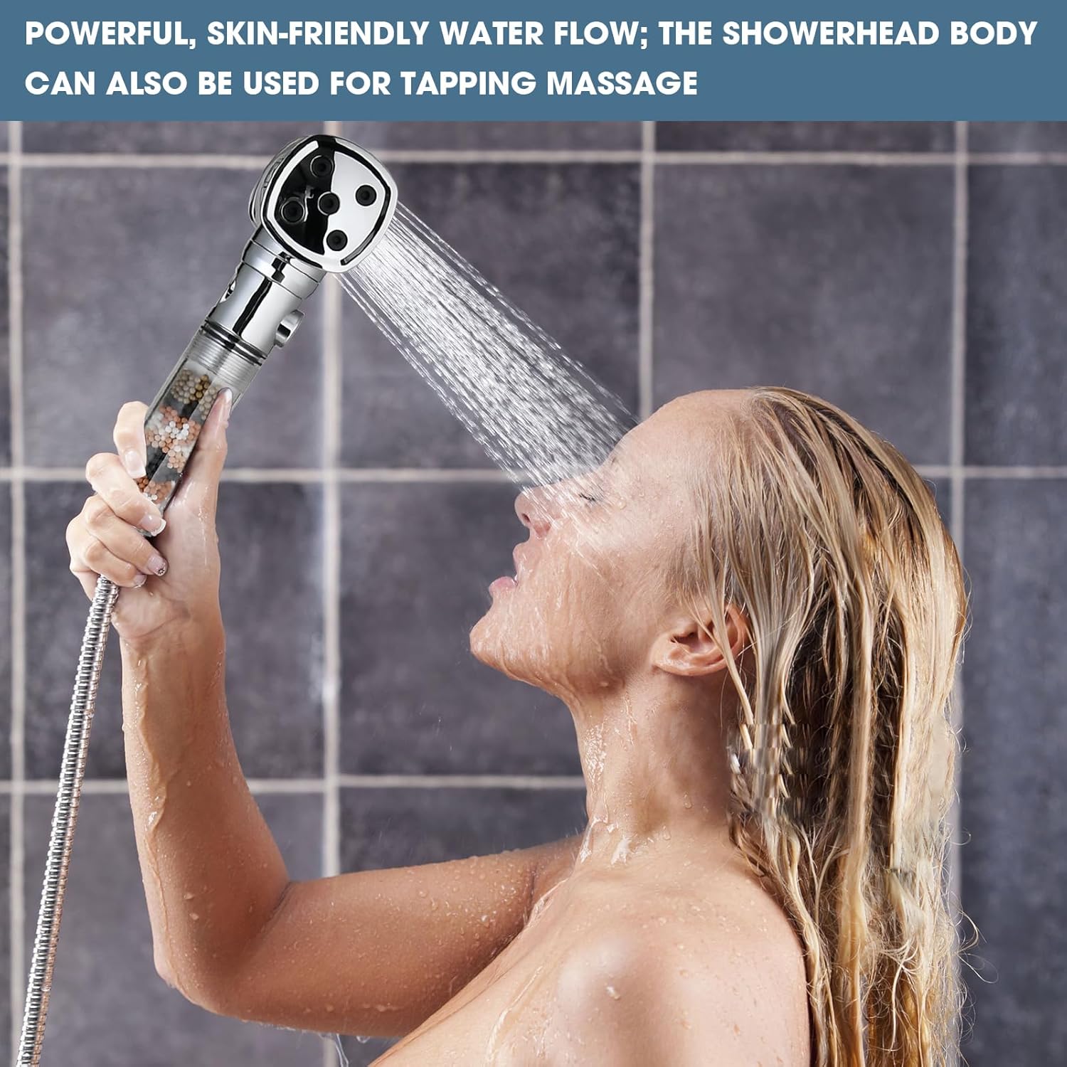 Eco-Friendly 4-Function Hammer-Shape Handheld Shower Head