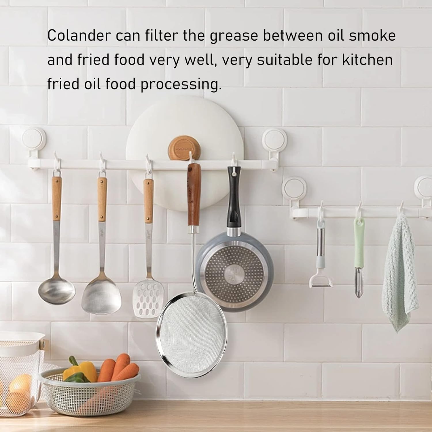 Oil Colander with Fine Mesh for Grease and Foam Removal