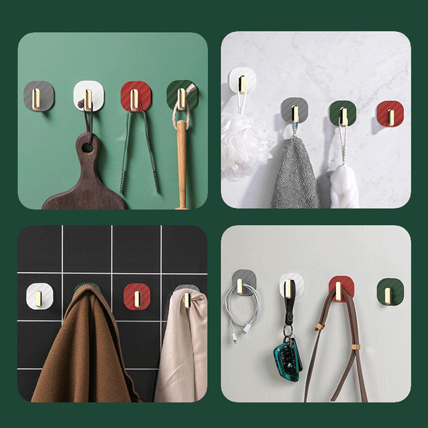Lazyfun Wall Hanging Hooks 4pcs Set Waterproof Towel Holder