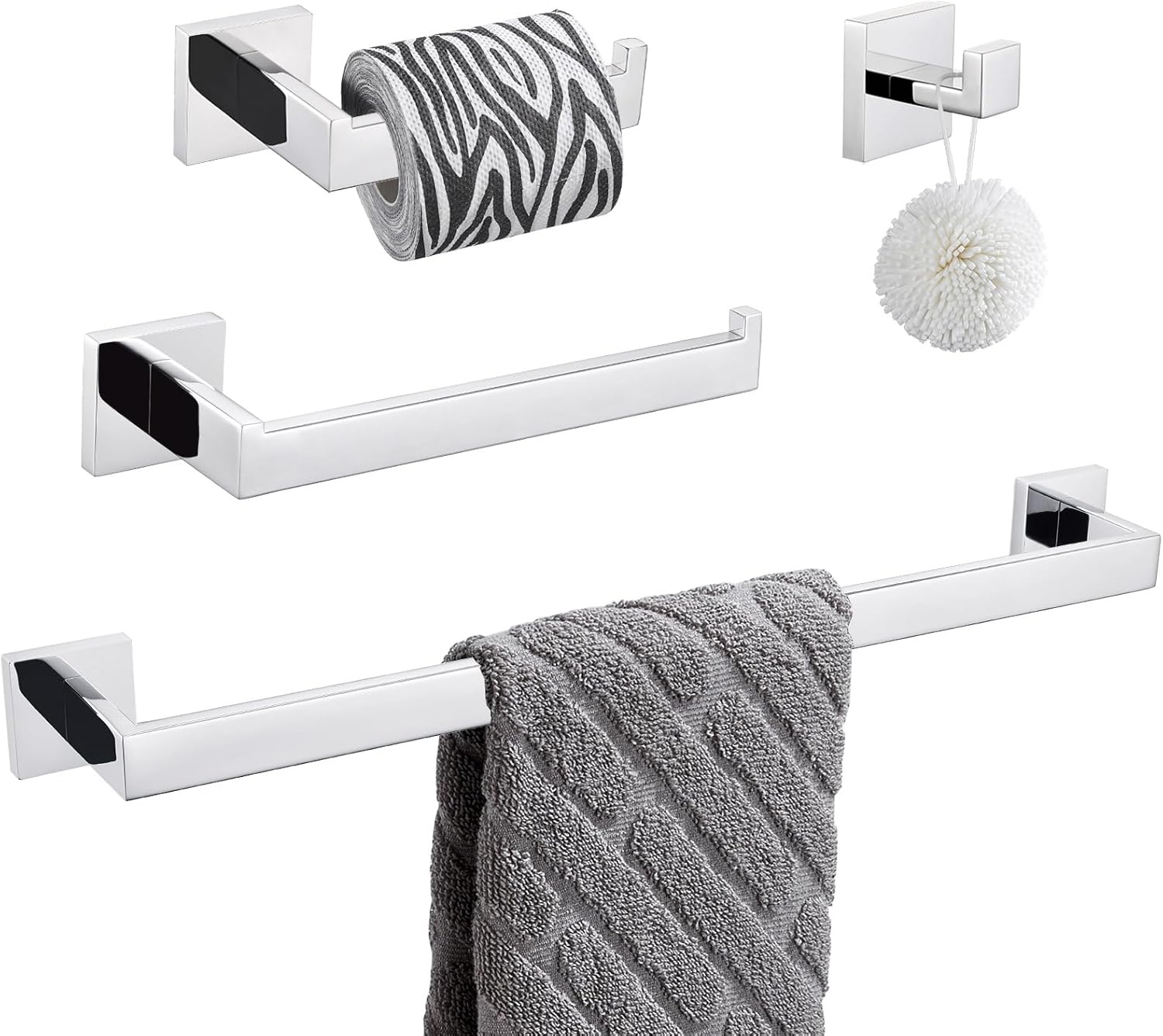 Suyar 4-Piece Chrome Bathroom Hardware Set