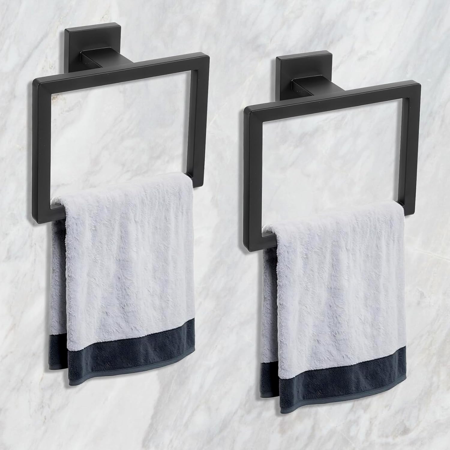 mekueeex Hand Towel Ring 2 Pack Matte Black