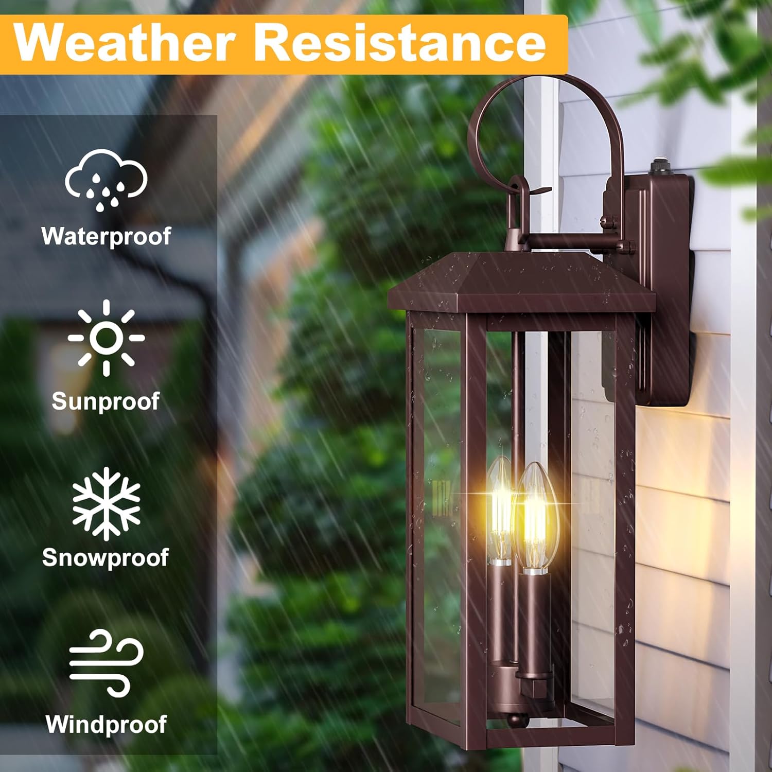 Brilvibera 2-Light Porch Wall Light with Dusk to Dawn Sensor