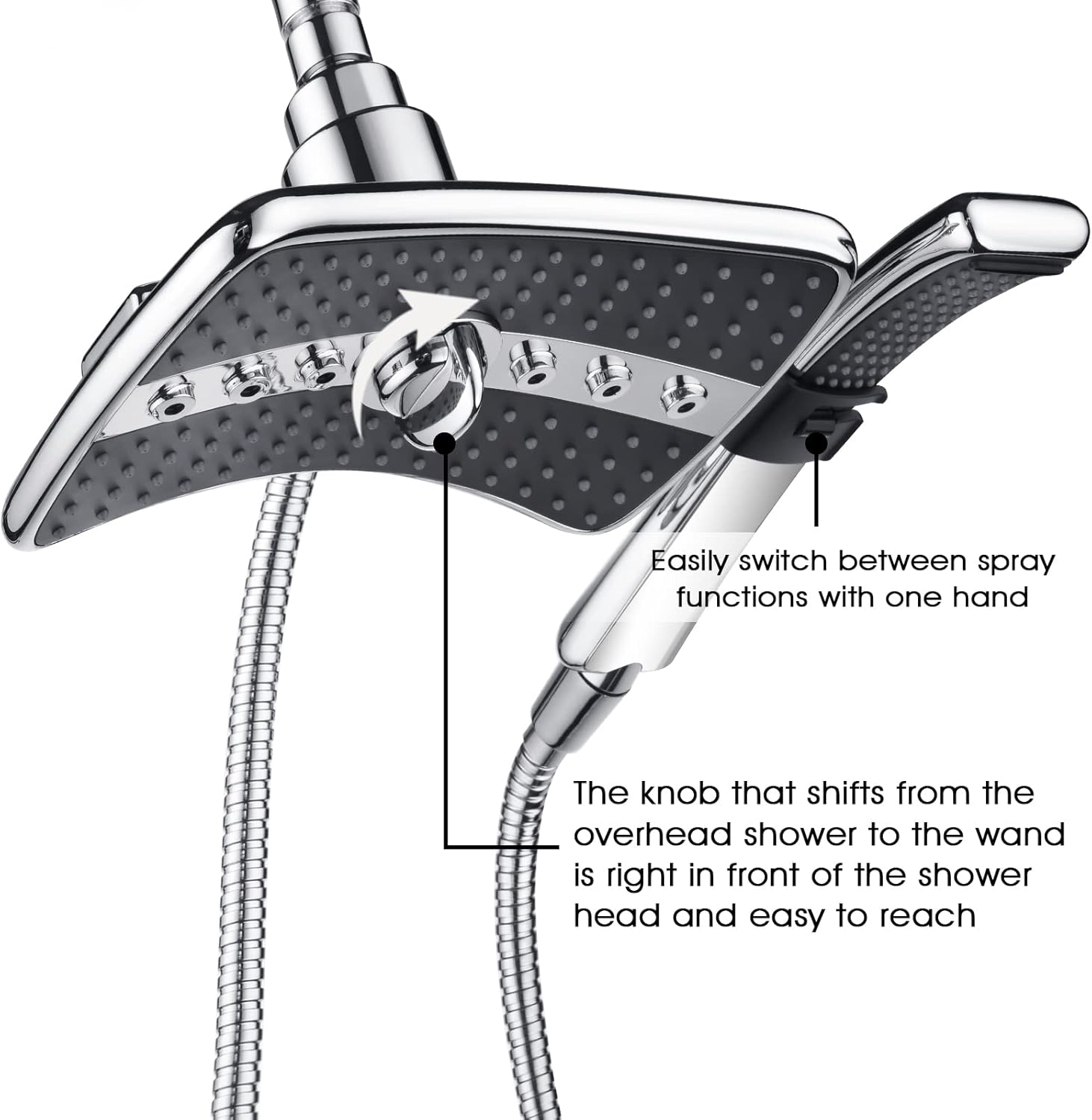 BRIGHT SHOWERS Dual shower head combo with grab bar