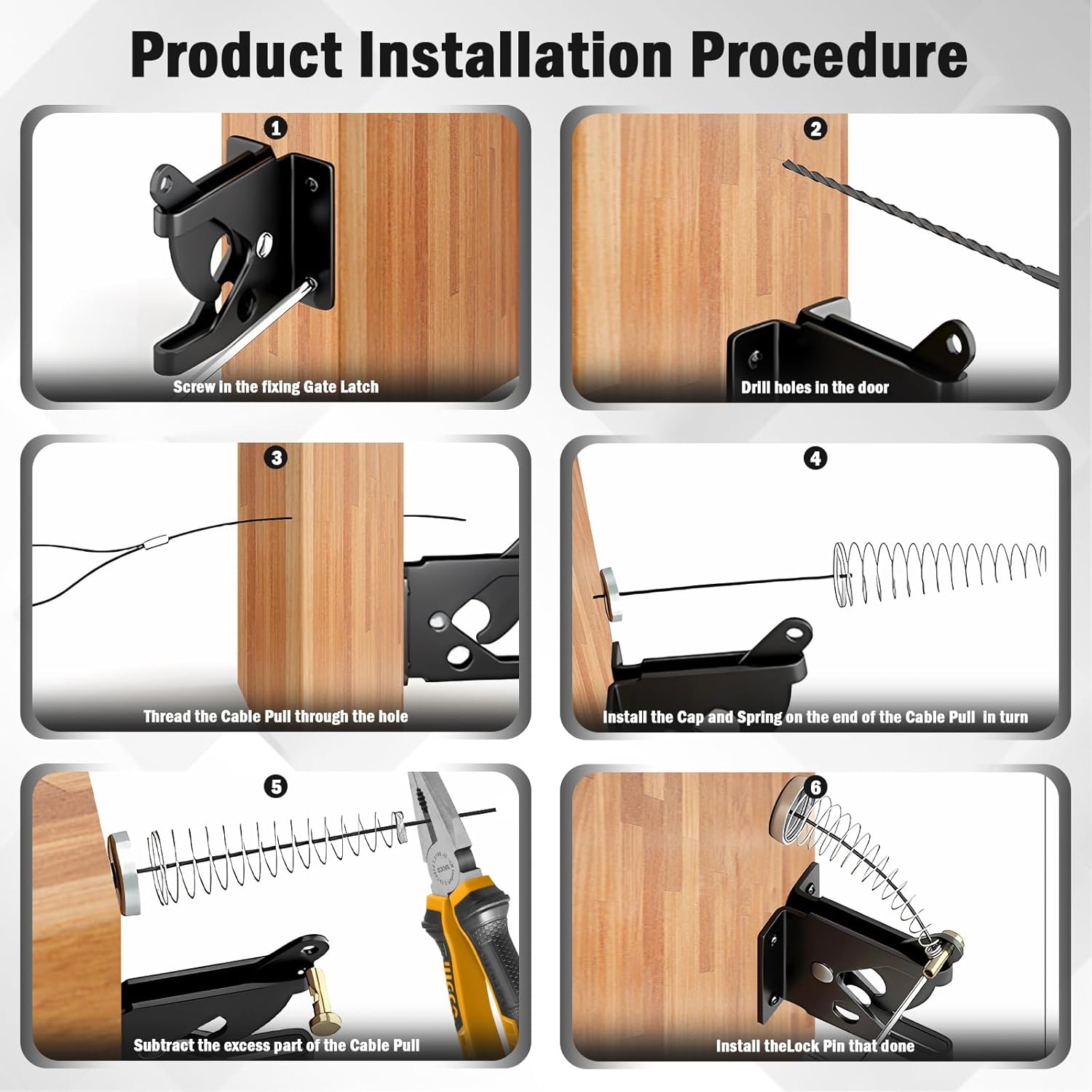 Durable Self-Locking Gate Latch with Stainless Steel Spring