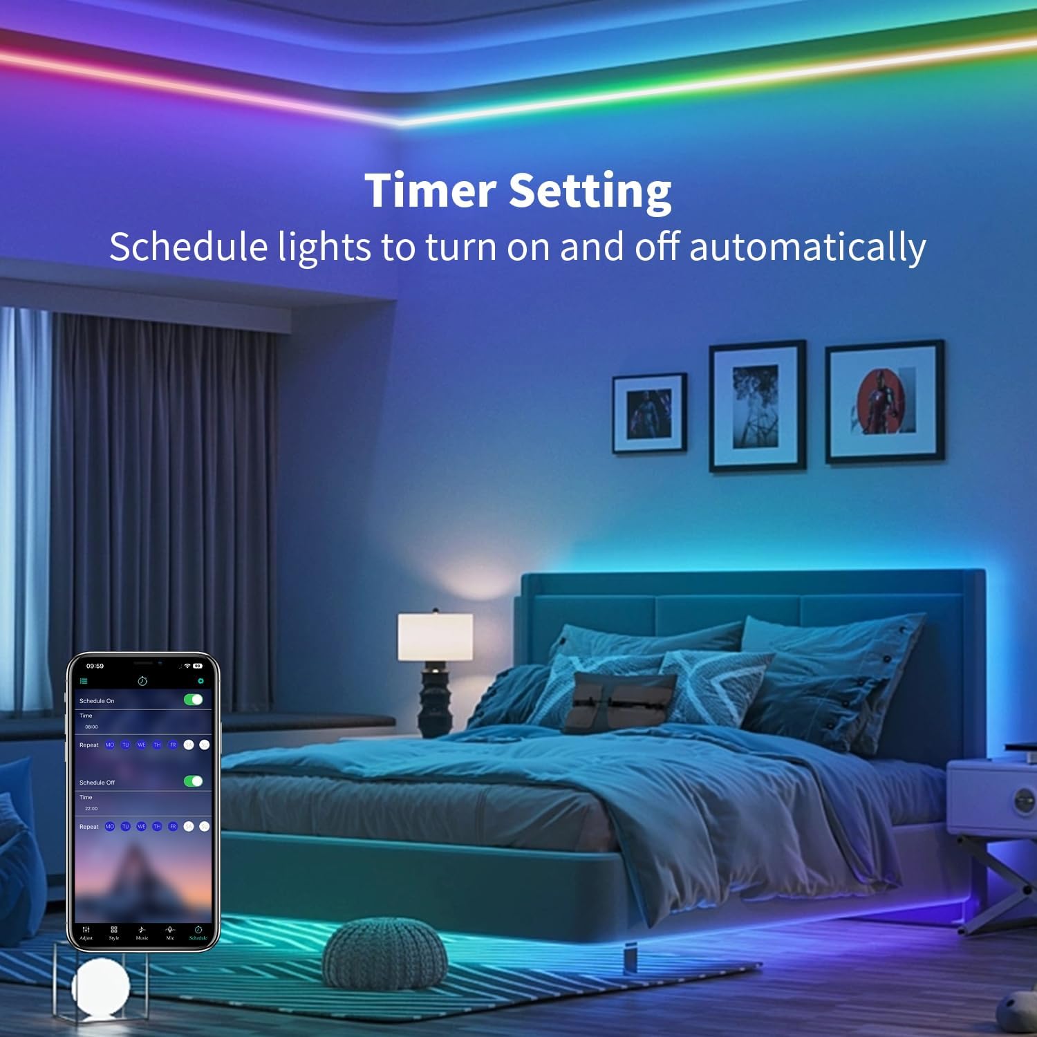 52FT BUNACET LED Neon RGBIC Strip Lights with Remote APP Control