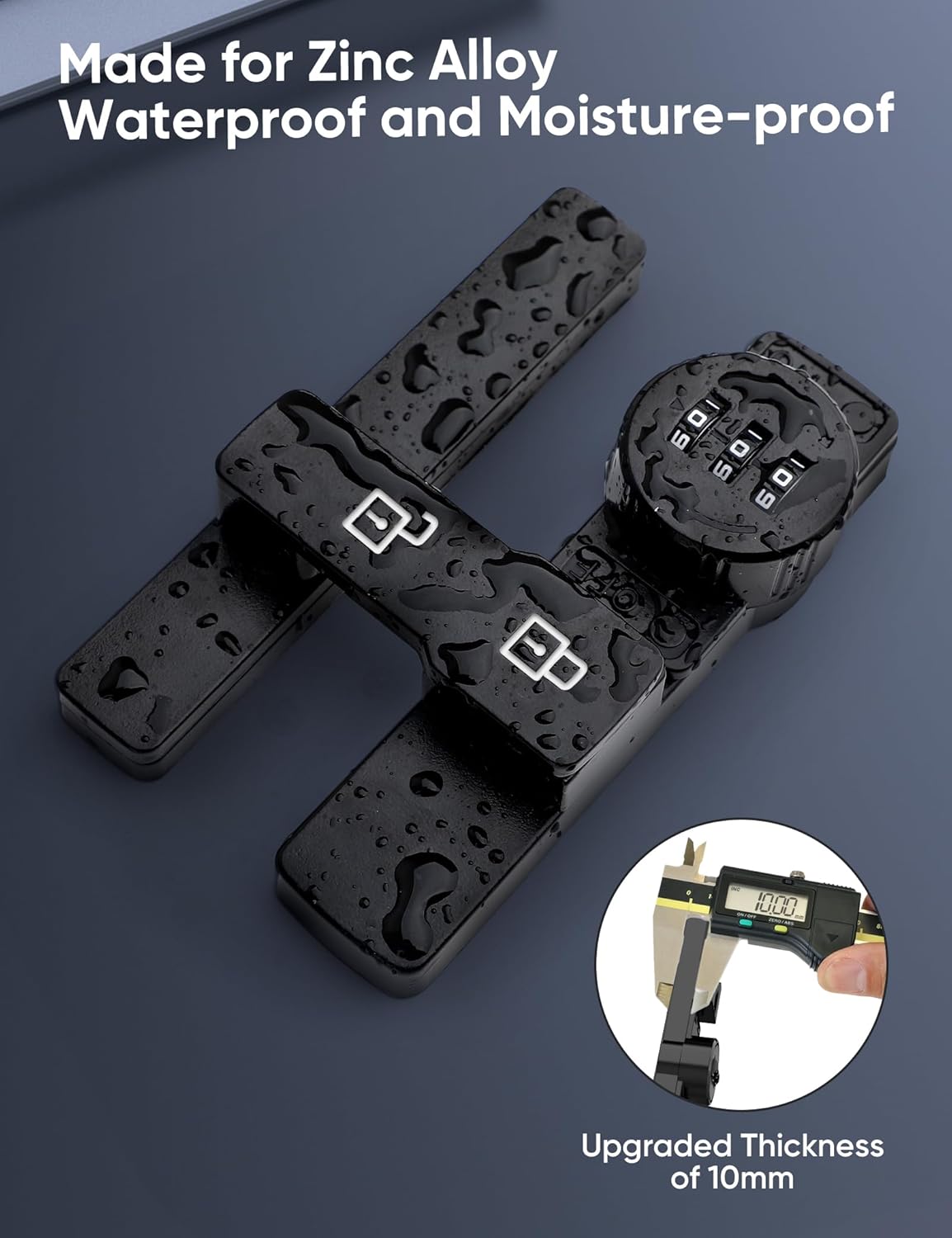 Sturdy 3-Digit Keyless 180-Degree Gate Lock Black Matte Luminous Function