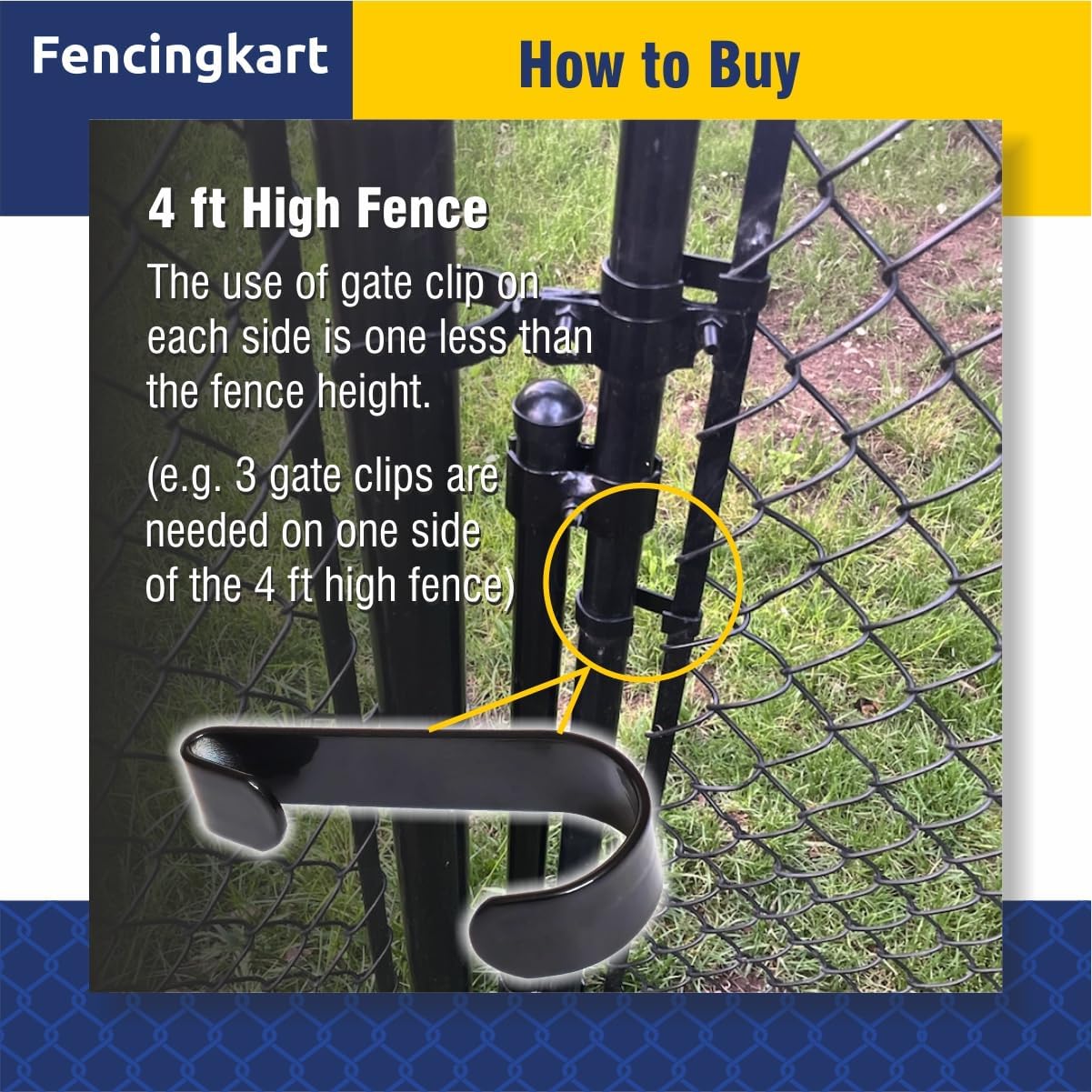 FencingKart Kennel Panel Clip Bands Secure Chain Link Fences Gates in Black