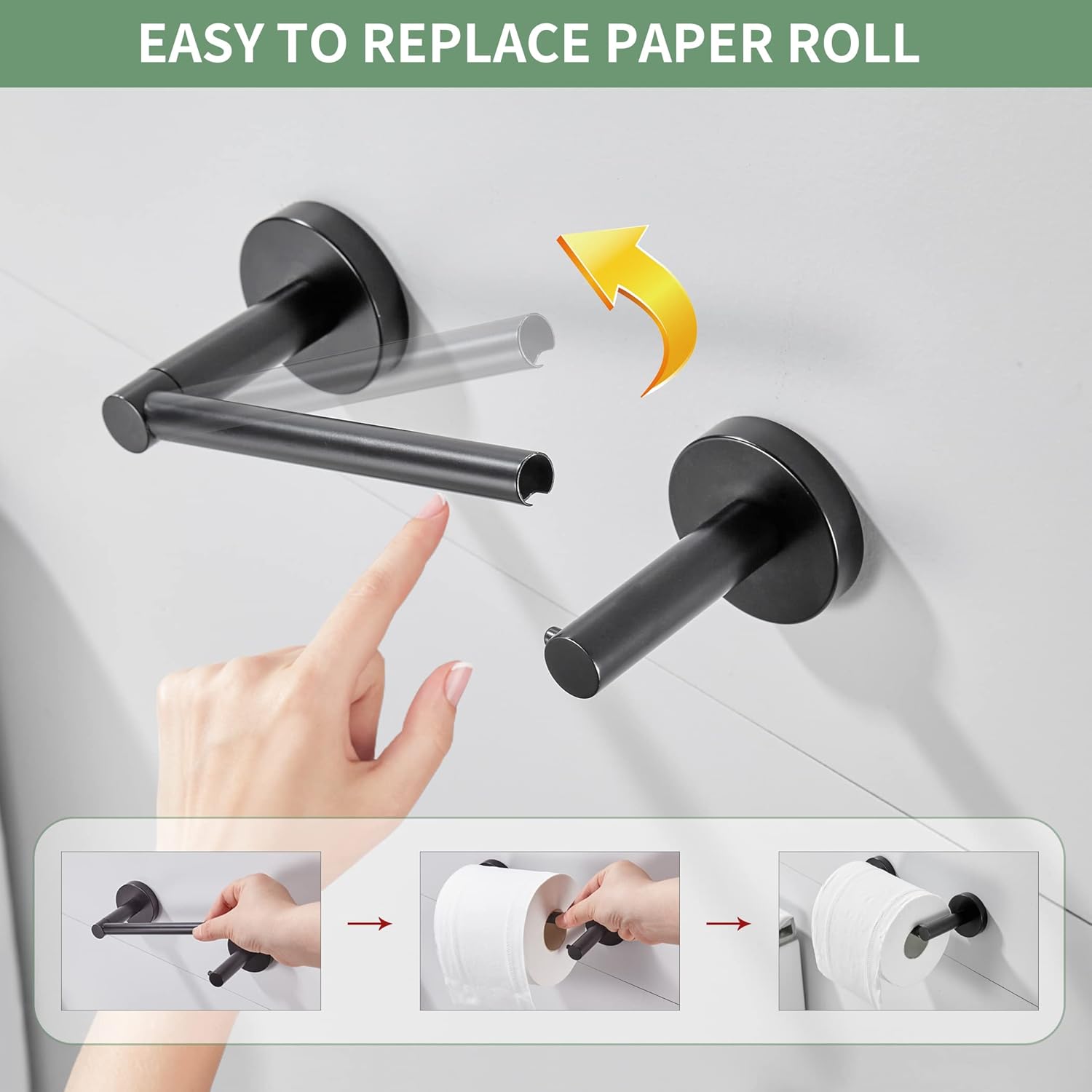 FORBATH Black Toilet Paper Holder 2 Pieces Wall Mount