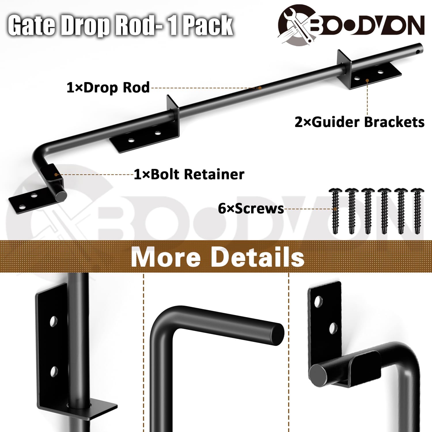 24 Cane Bolt Drop Rod Gate Hardware - Durable Weatherproof Gate Latch 1 Pack