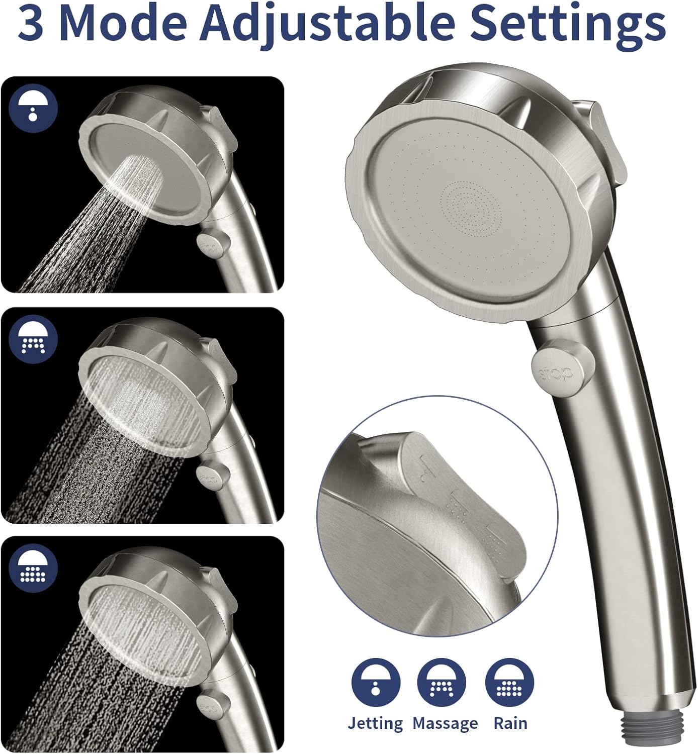 HANLIAN High-Pressure Shower Head with Pause Function for Easy Efficient Use