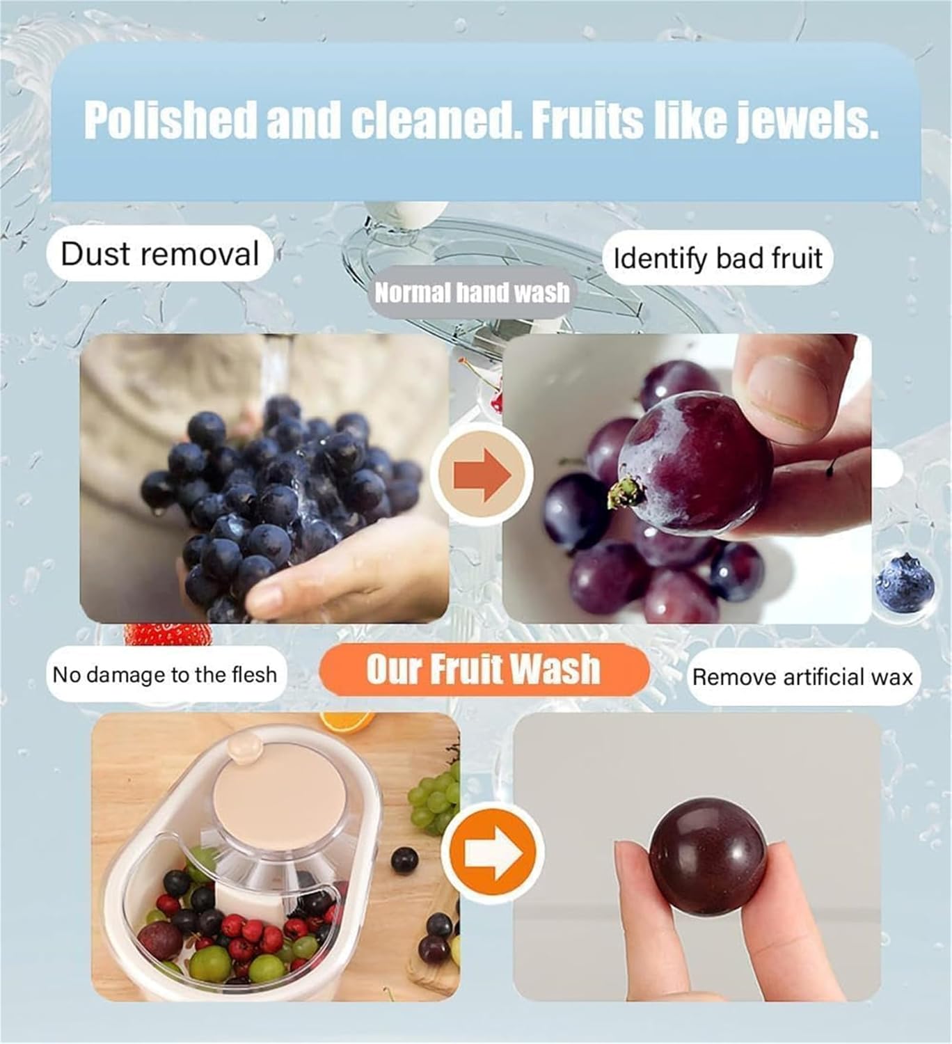OOGKA Fruit Cleaner Spinner with Brush 1
