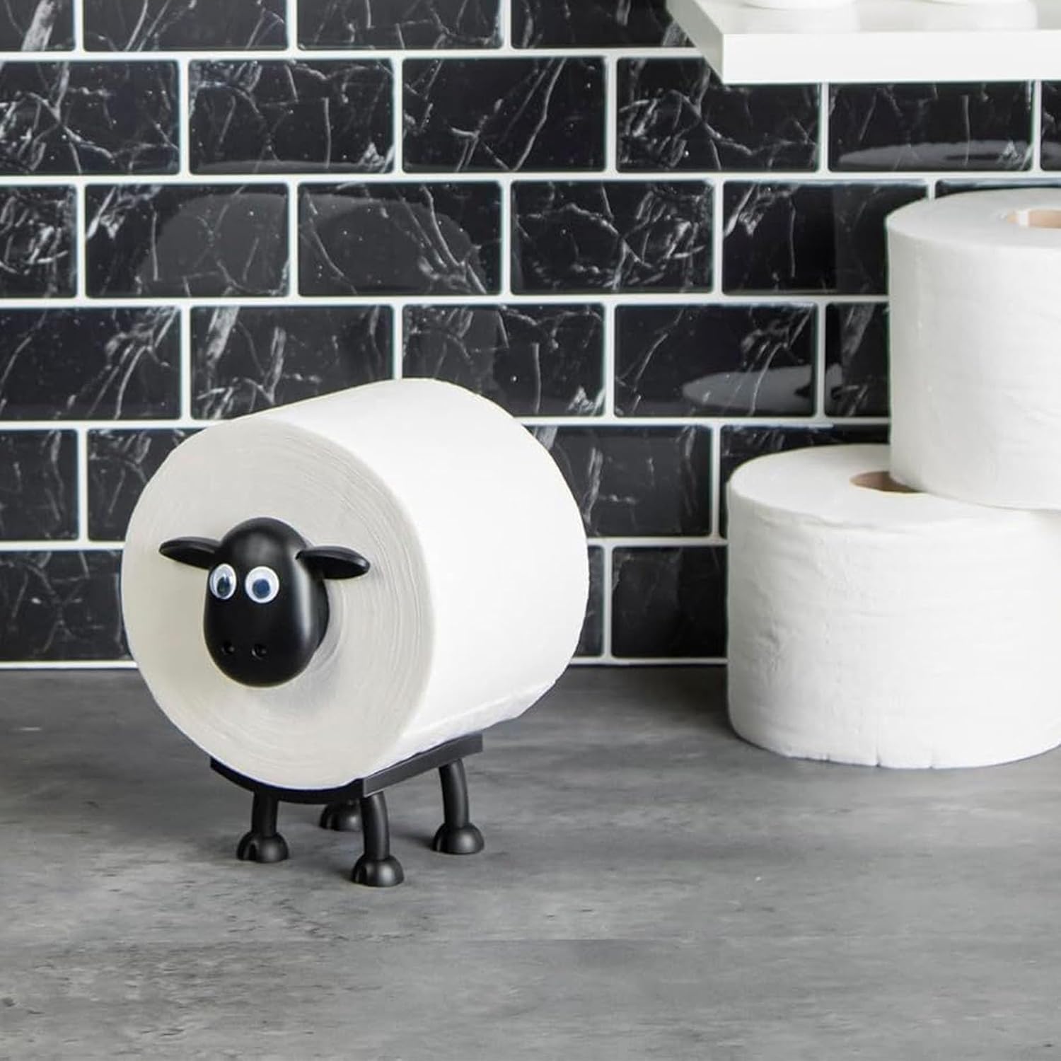 Decorative Sheep Toilet Paper Holder with Black and White Design