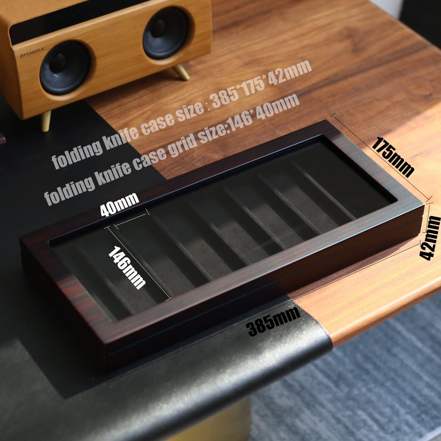 Besforu 8 Pocket Knife Display Case Organizer with Glass Window