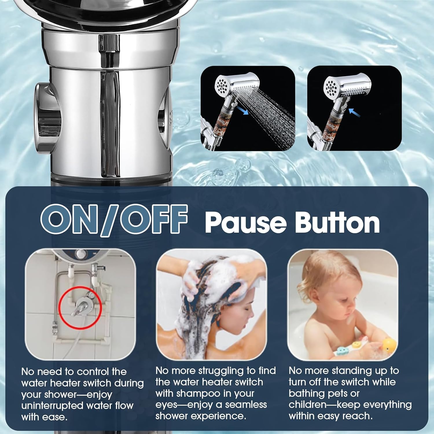 Eco-Friendly 4-Function Hammer-Shape Handheld Shower Head