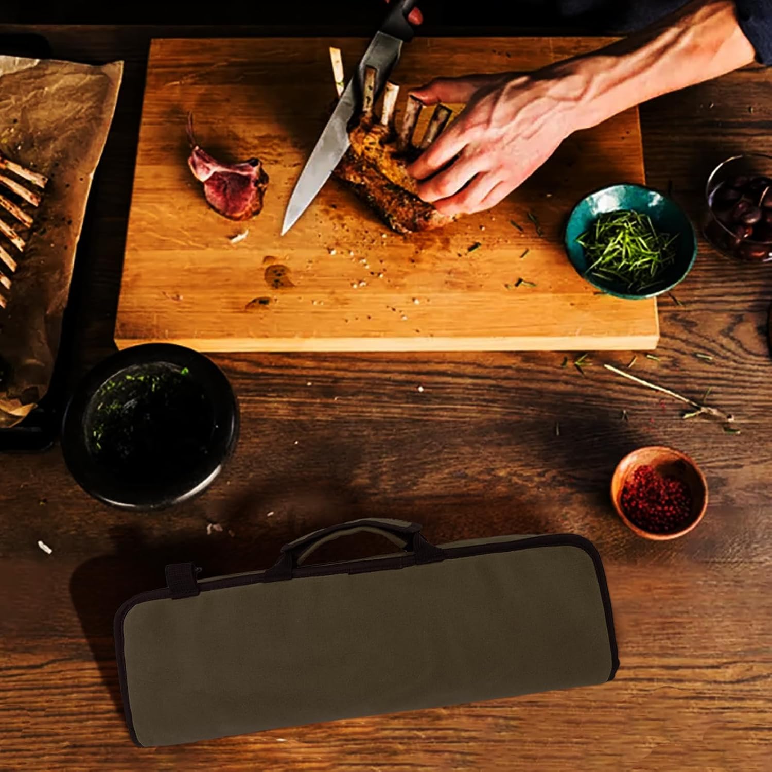 EHRGK Chef Knife Roll Bag with 13 Slots