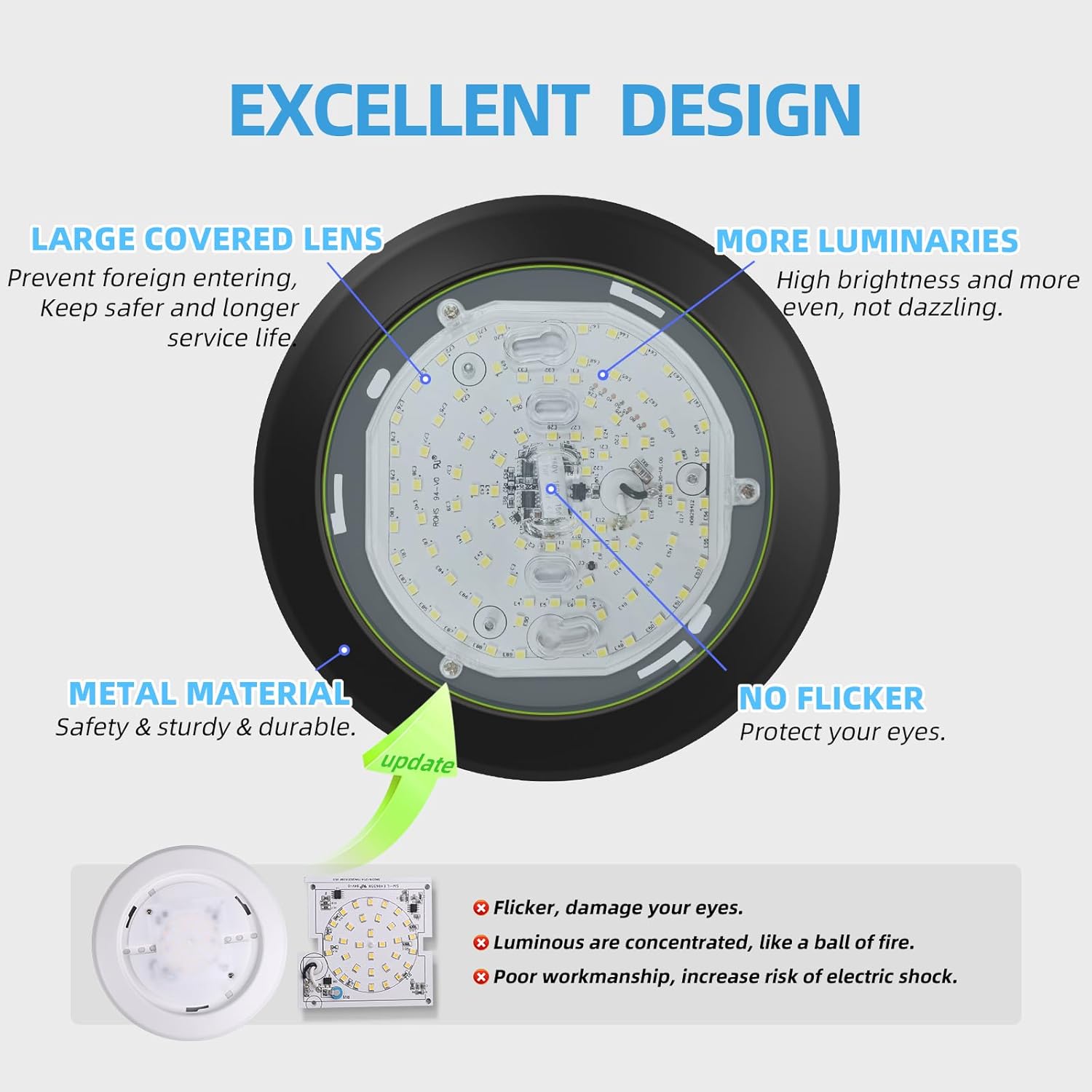 ECOELER 56 Inch LED Disk Light 6 Pack