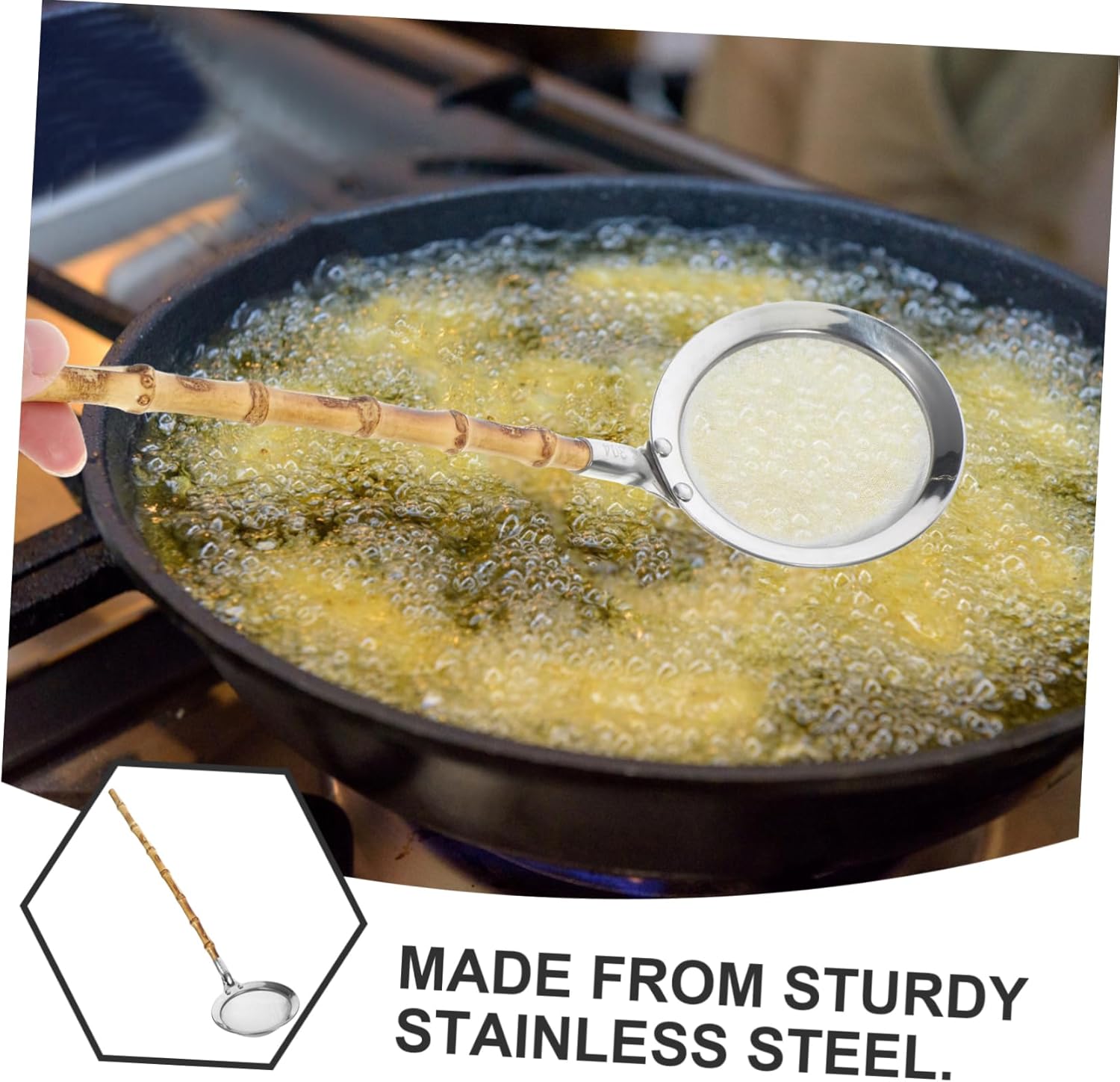 DECHOUS 304 Stainless Steel Skimmer Spoon with Handle