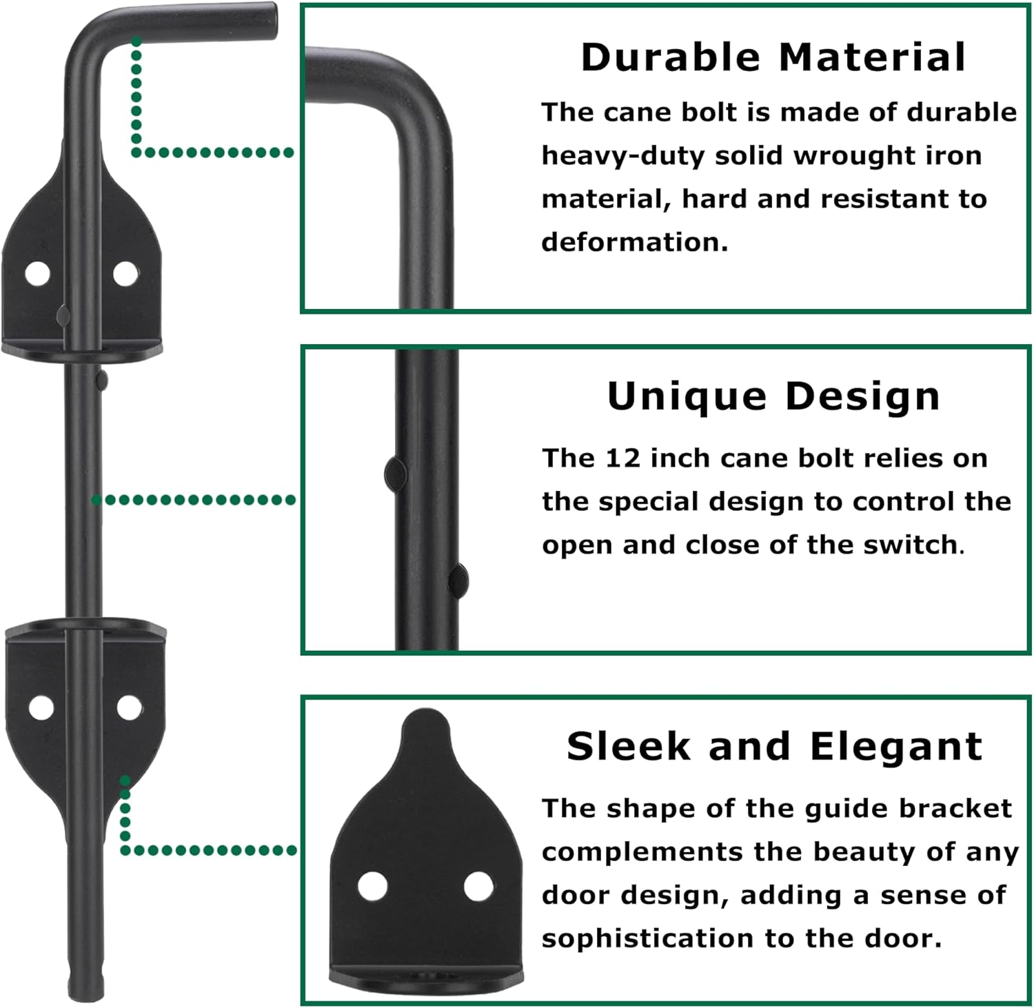 URDOGSLDurable Cane Bolt Gate Drop Rod for Vinyl Fences 12 Weatherguard Protection