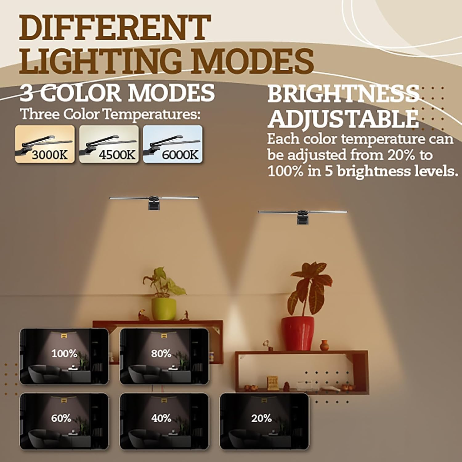 Cotaros 2 Pack Rechargeable Picture Light with Timer and Dimmer Black