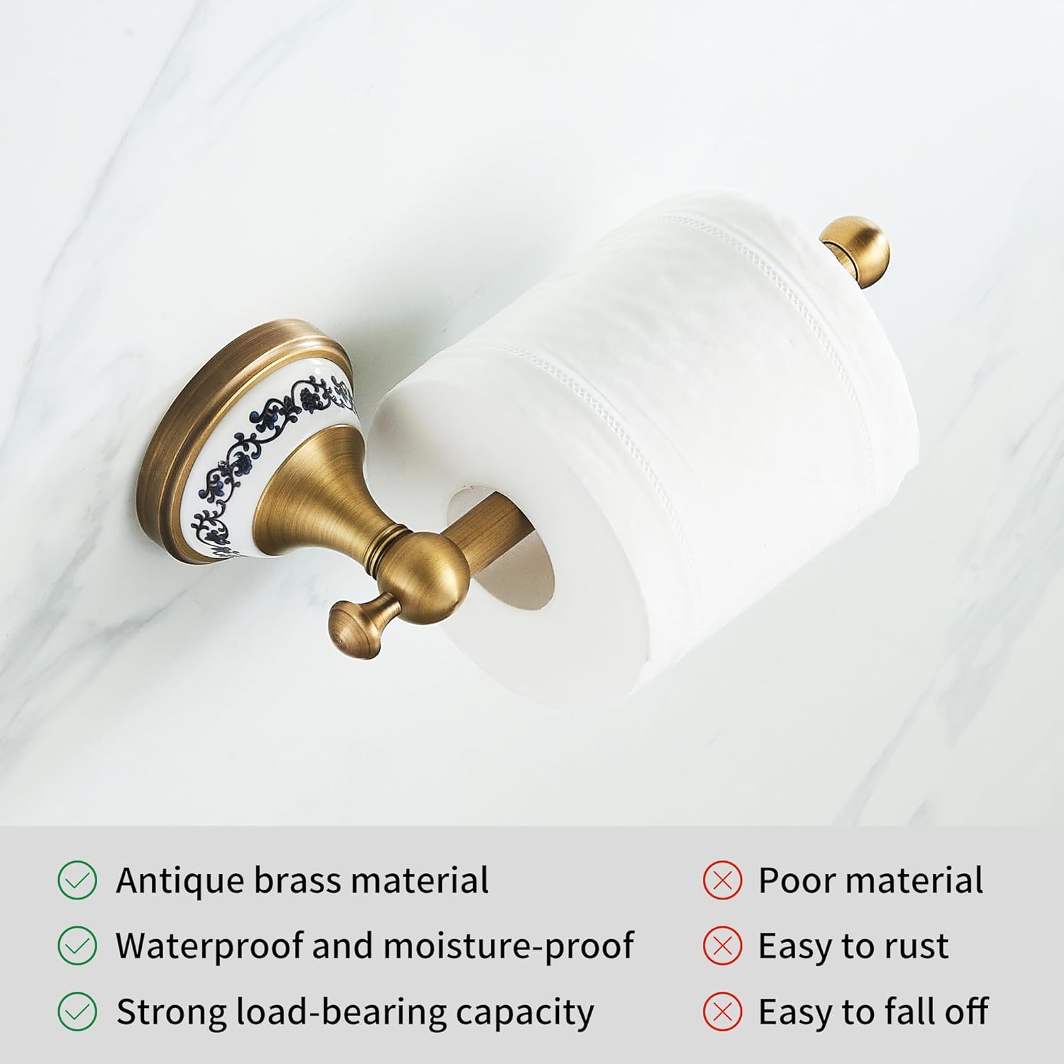 Toilet Paper Holder with Porcelain Design