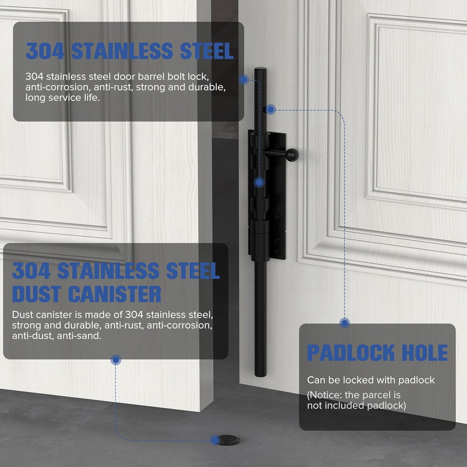 Premium Barrel Bolt Latch Door Lock for Rust-Resistant Use