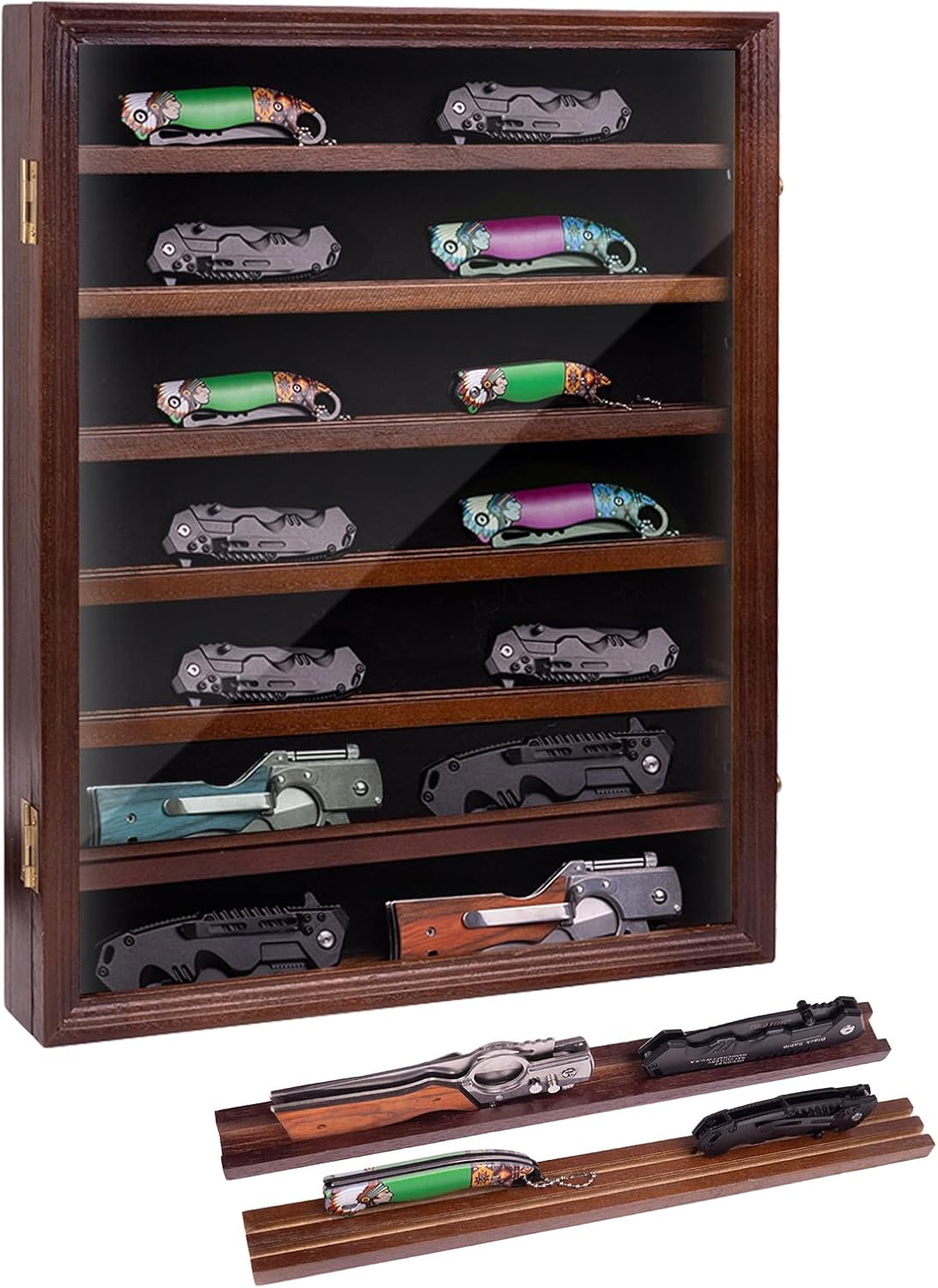 WodGod 7 Layers Knife Display Case with 6 Shelves Cherry