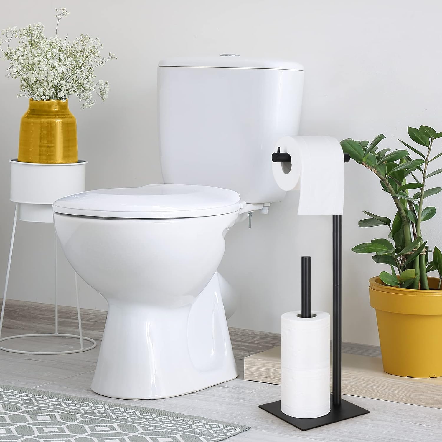 Sunexinlo Toilet Paper Holder Stand Set of 2 Black