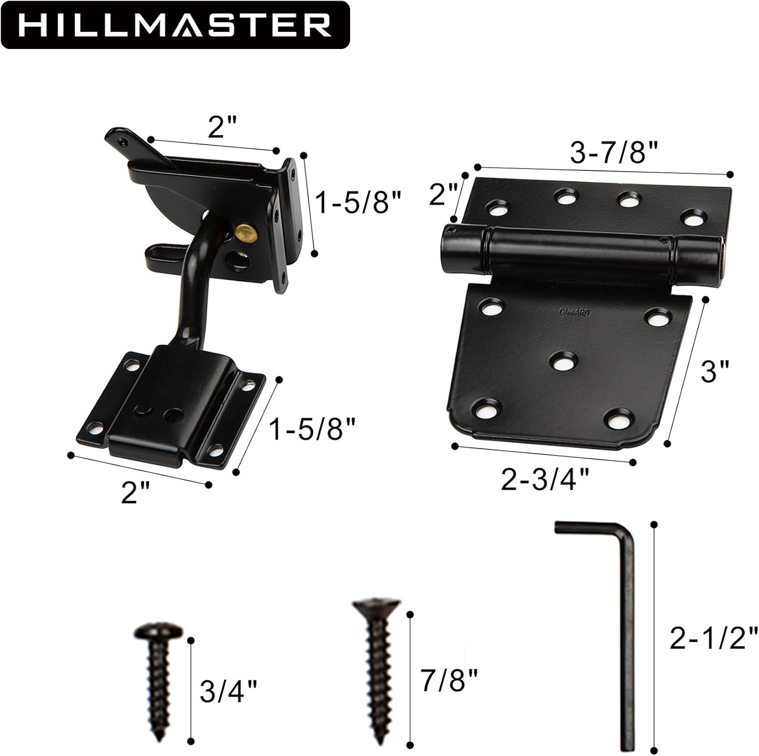 HILLMASTERHeavy Duty Gate Latch Kit w 2x35 Spring Hinges