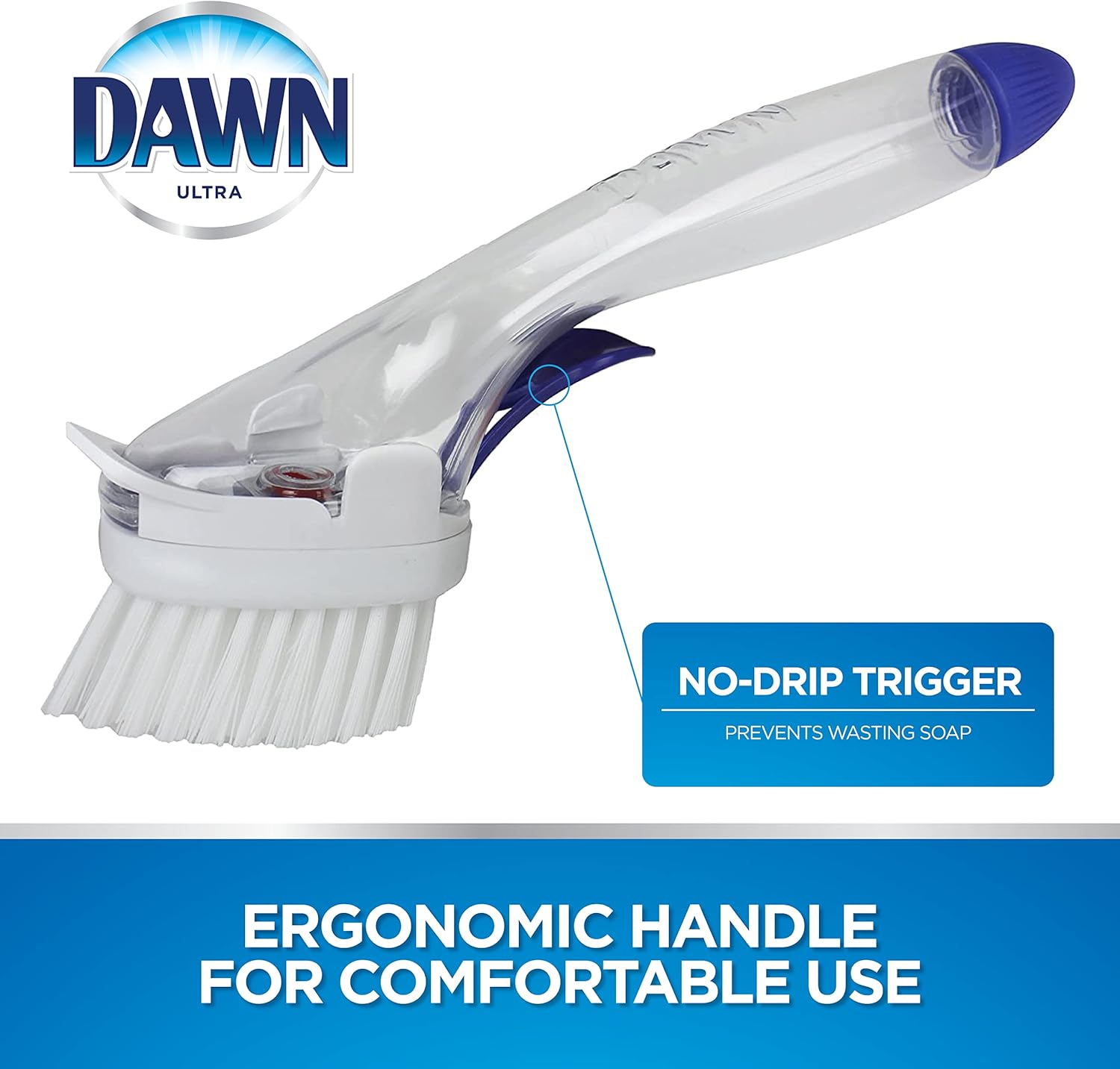 Dawn No-Drip Fillable Dish Brush Clear