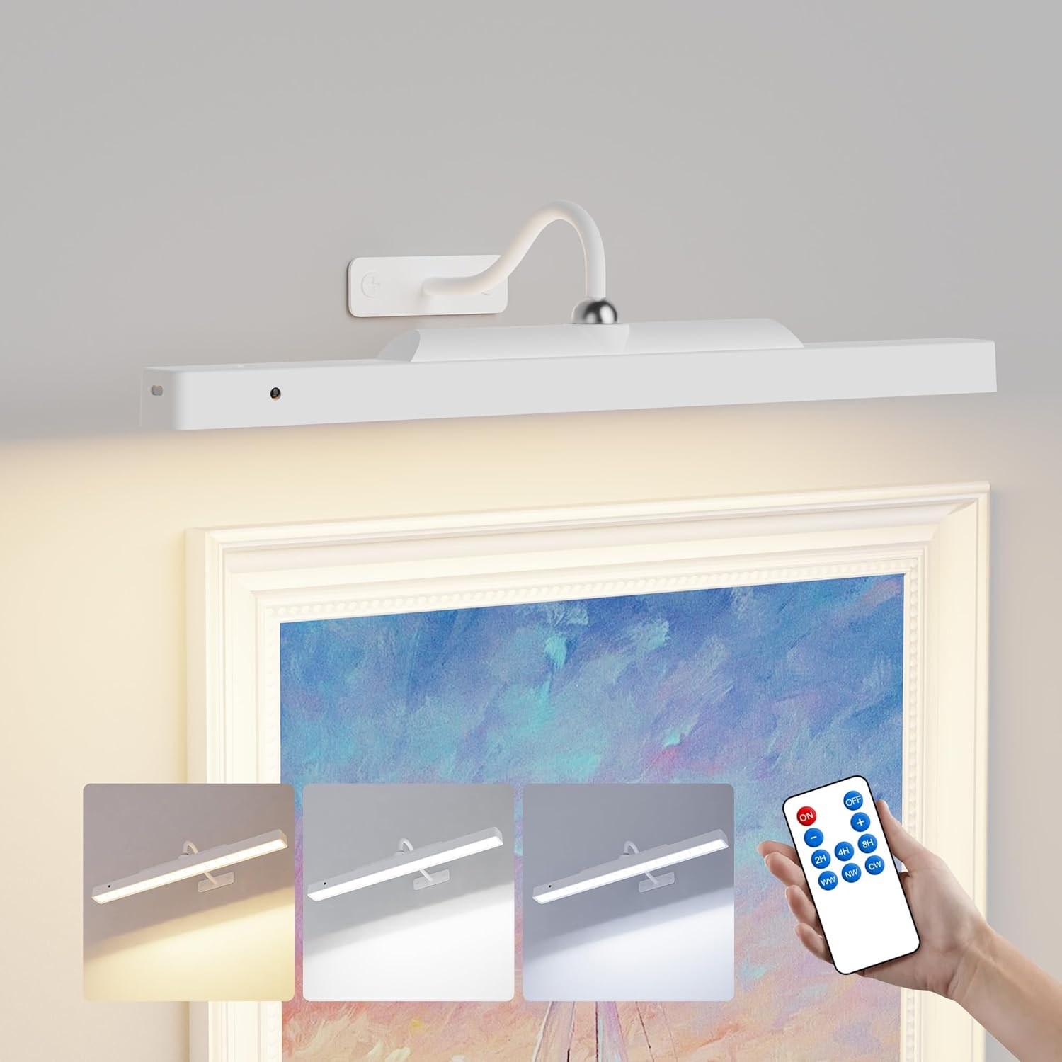 Craftersmark Rechargeable Picture Light - 3 Color Temperatures Adjustable Angle Remote Control