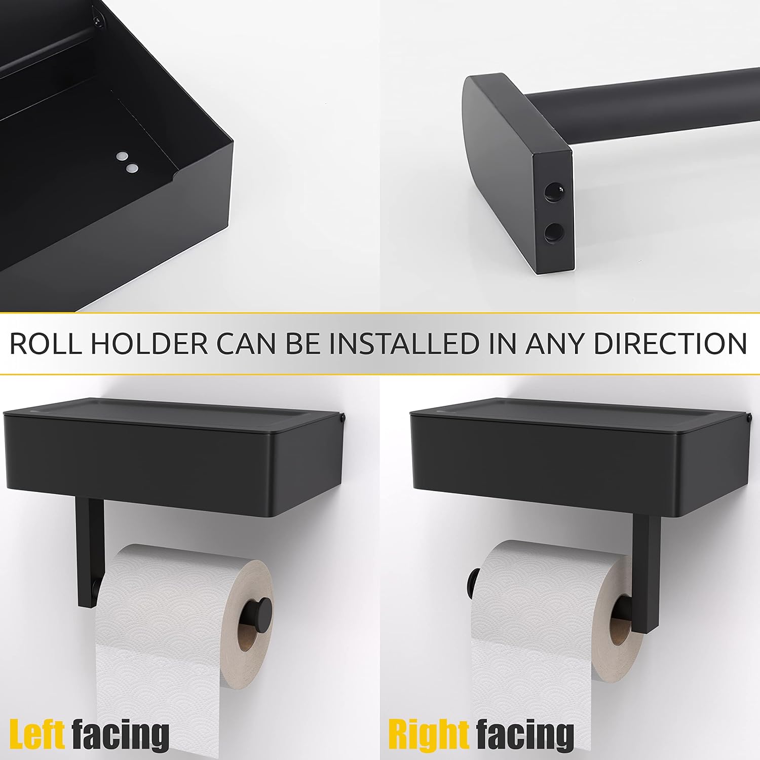 Matte Black Self-Adhesive Toilet Paper Holder