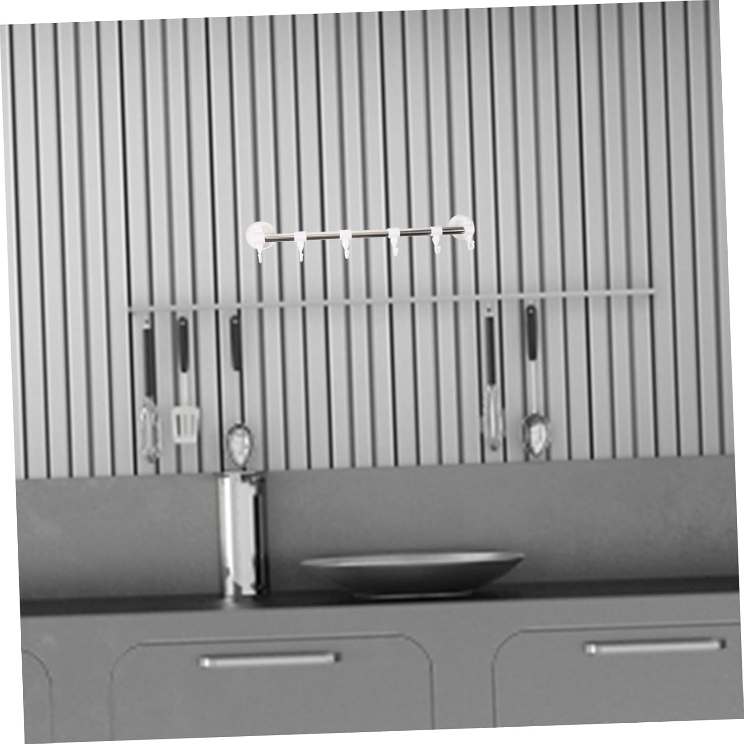 Angoily Adjustable Suction Cup Towel Bar with Hooks