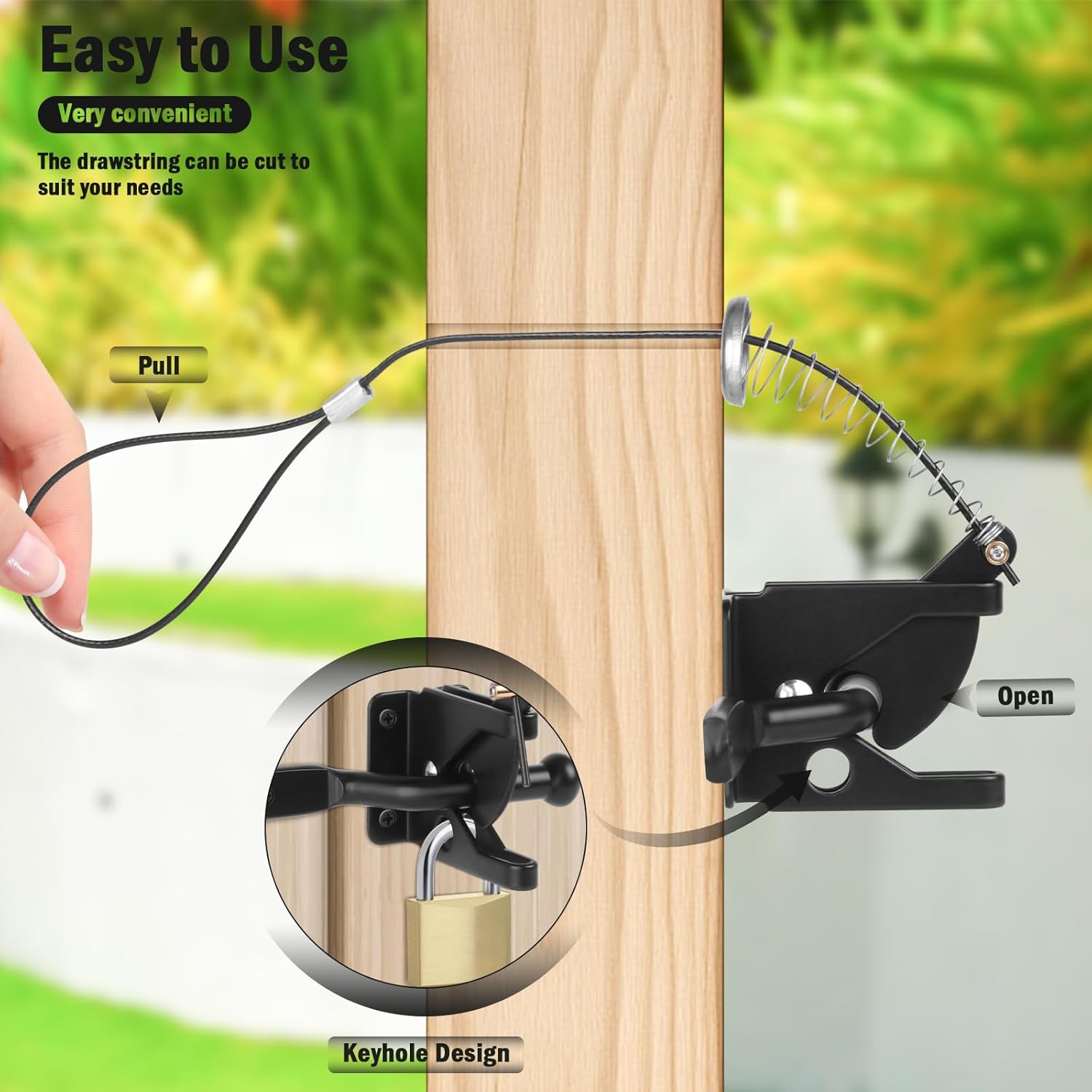 Durable Self-Locking Gate Latch with Stainless Steel Spring