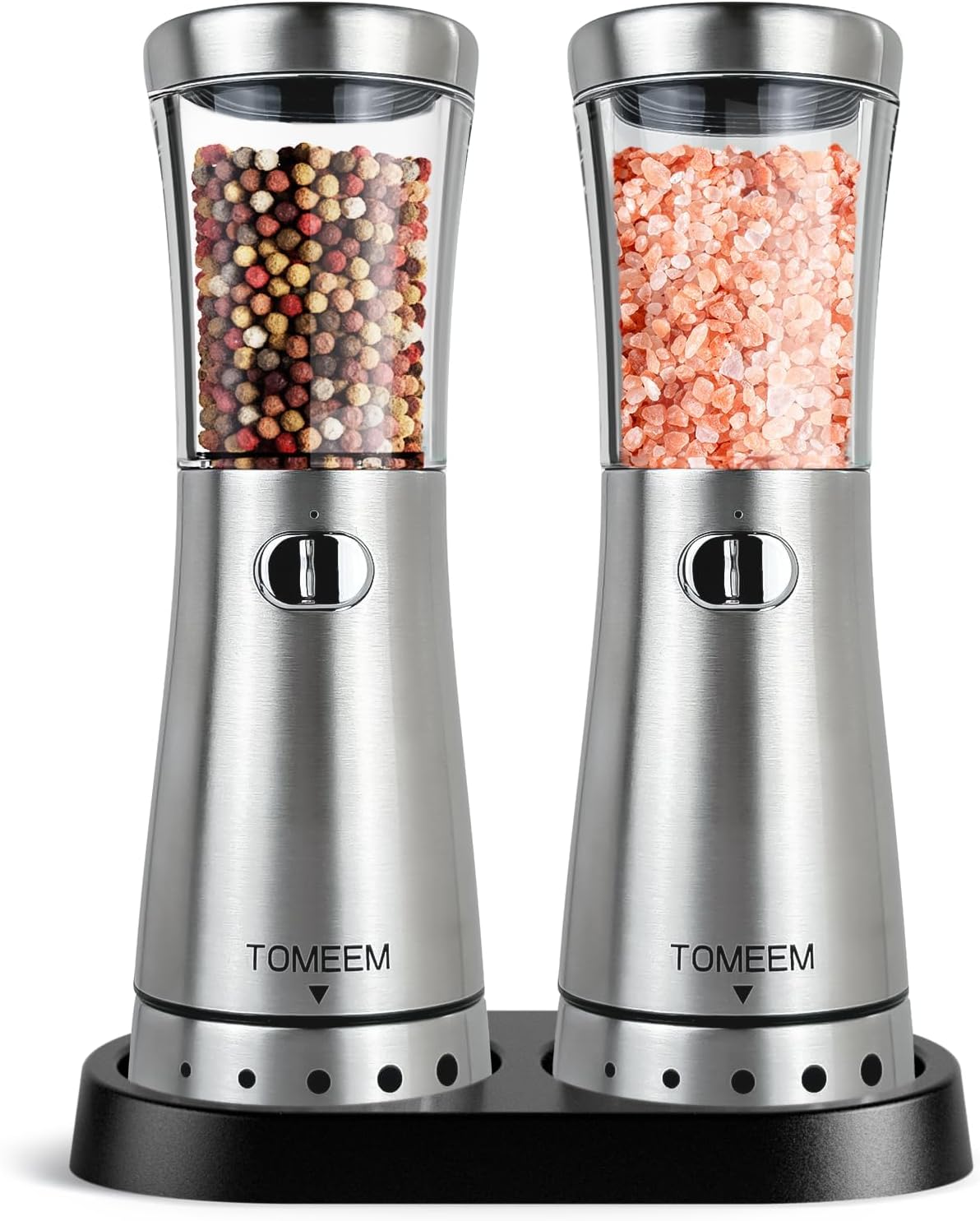 TOMEEM Electric Salt Pepper Grinder Set with Storage Base